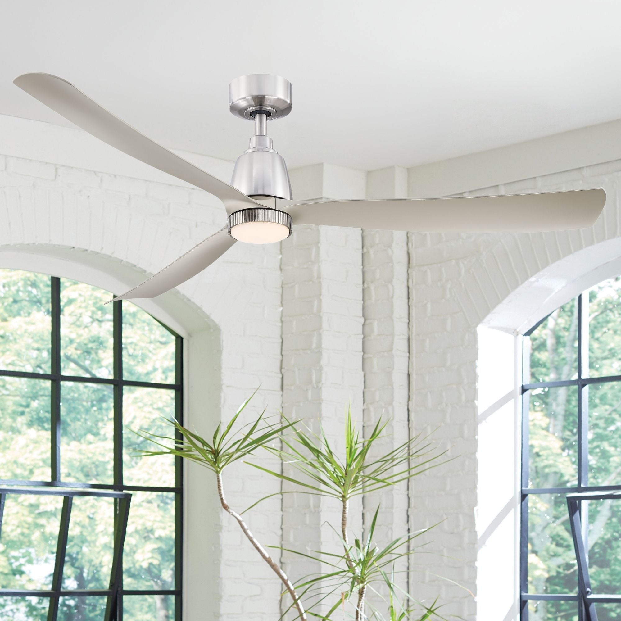 Kute 60" Brushed Nickel Modern Ceiling Fan with Remote