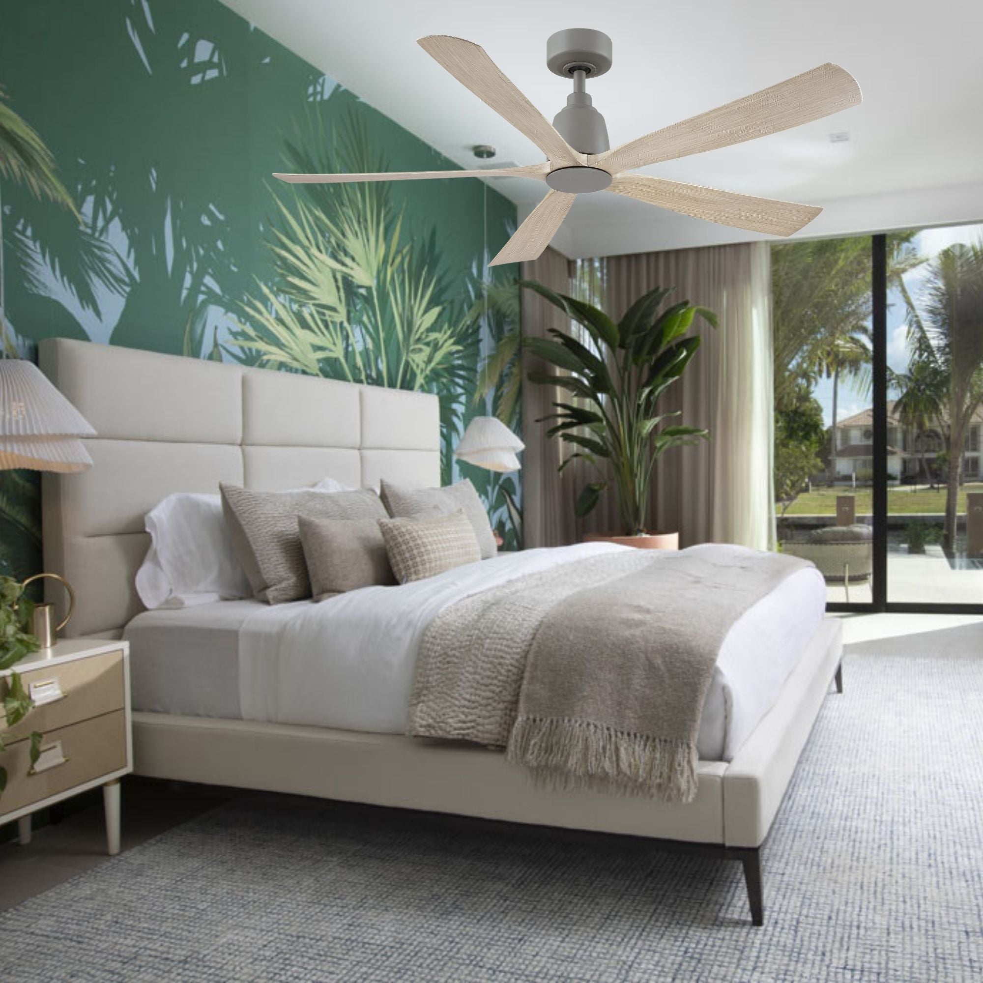 Kute 52" 5 Blades Antique Graphite Modern Ceiling Fan with Remote