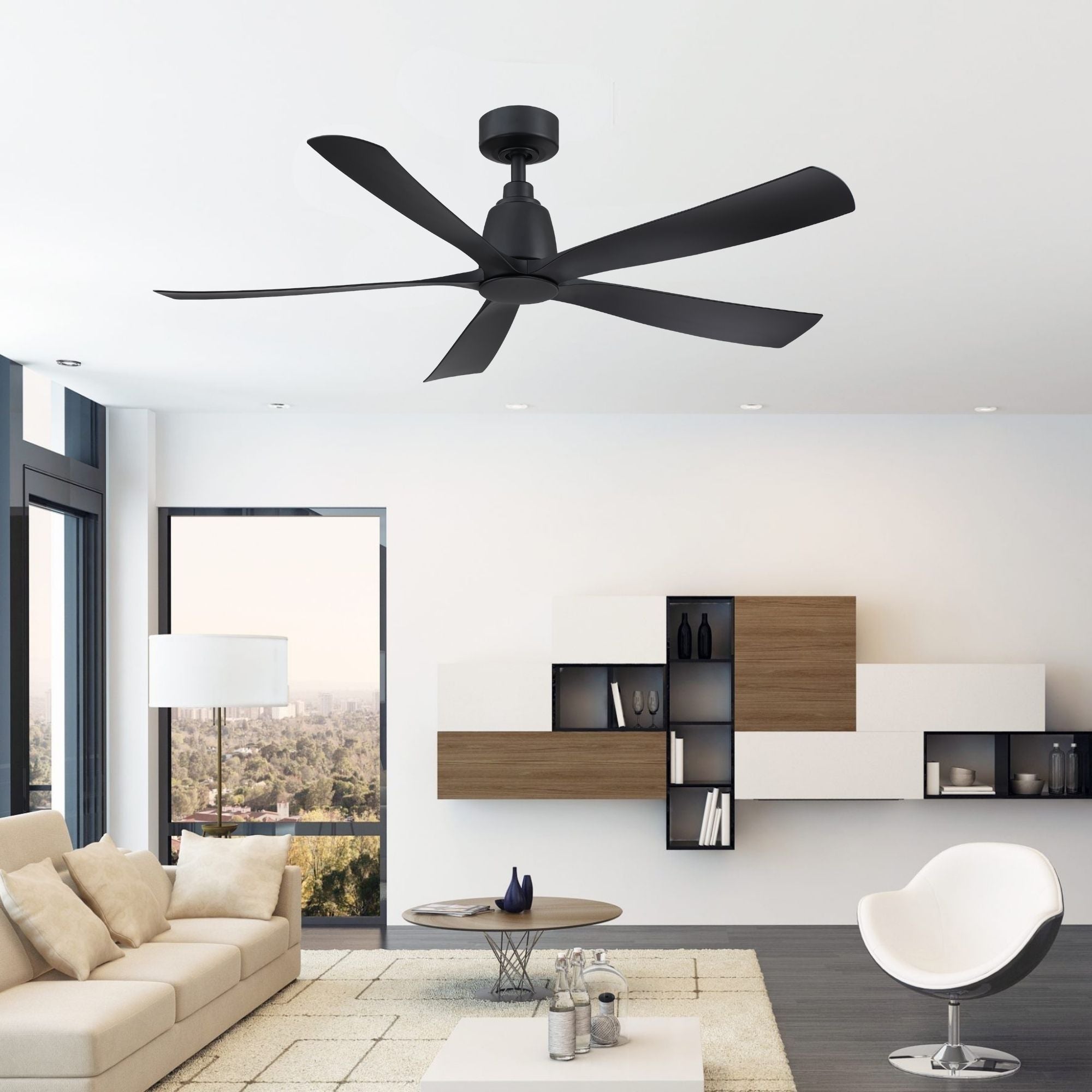 Kute 52" 5 Blades Black Modern Ceiling Fan with Remote