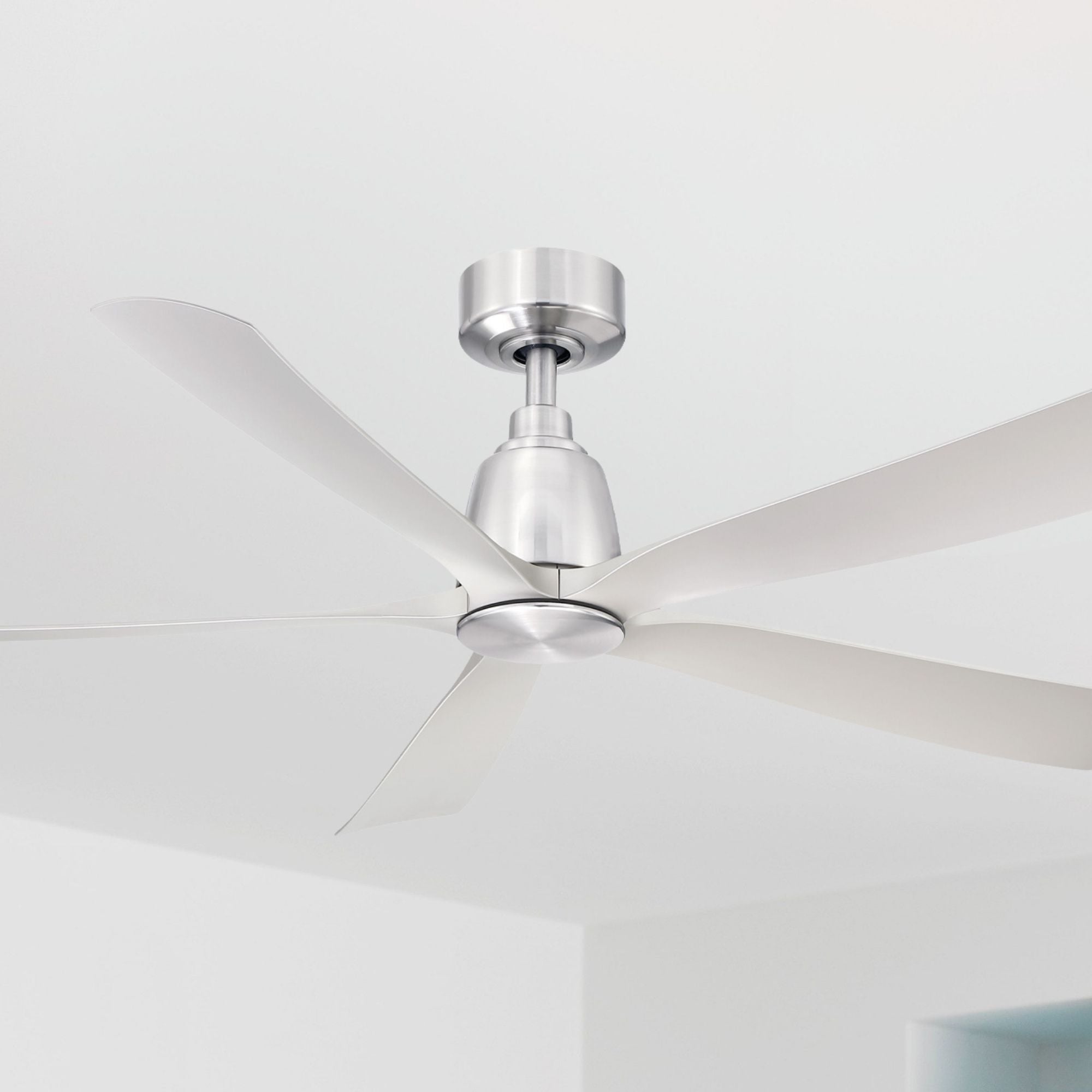 Kute 52" 5 Blades Brushed Nickel Modern Ceiling Fan with Remote