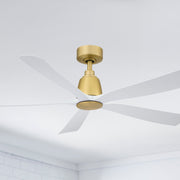 Kute 52" 5 Blades Brushed Satin Brass Modern Ceiling Fan with Remote