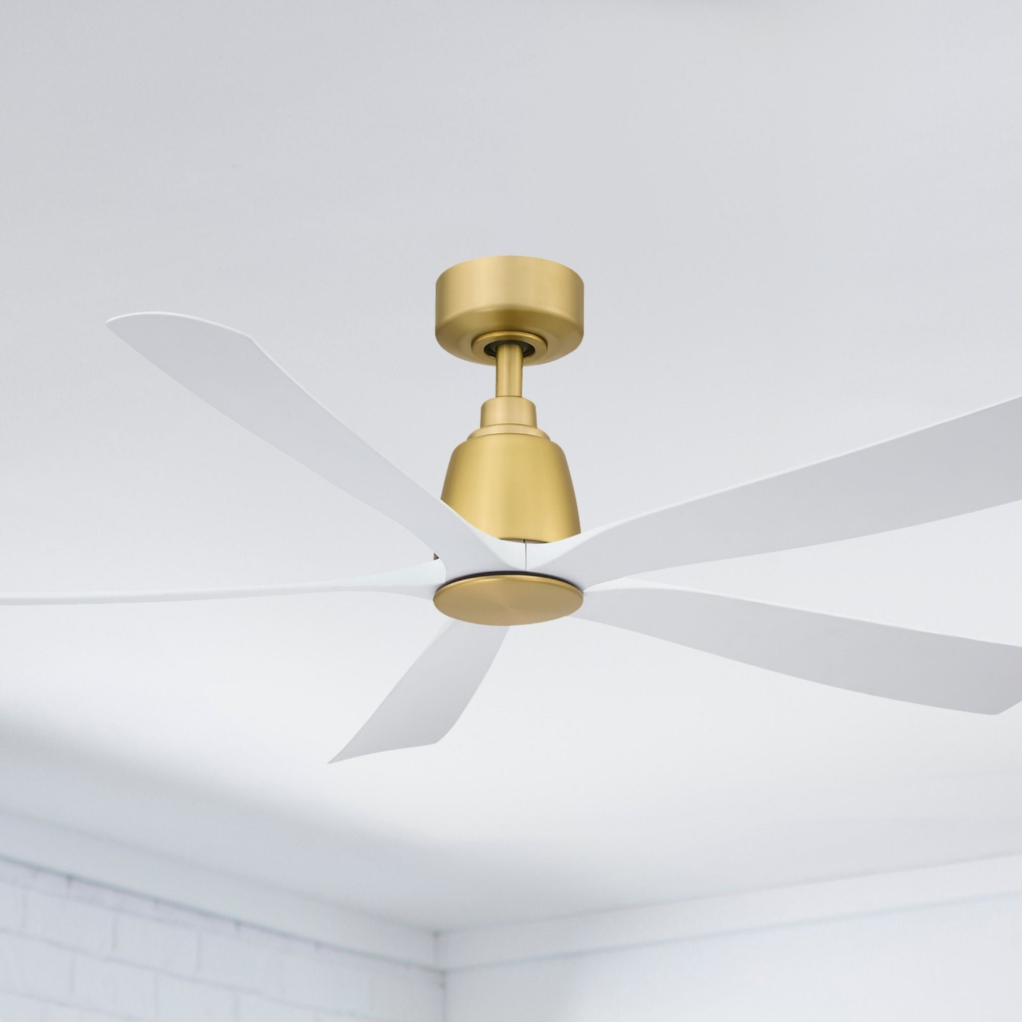Kute 52" 5 Blades Brushed Satin Brass Modern Ceiling Fan with Remote