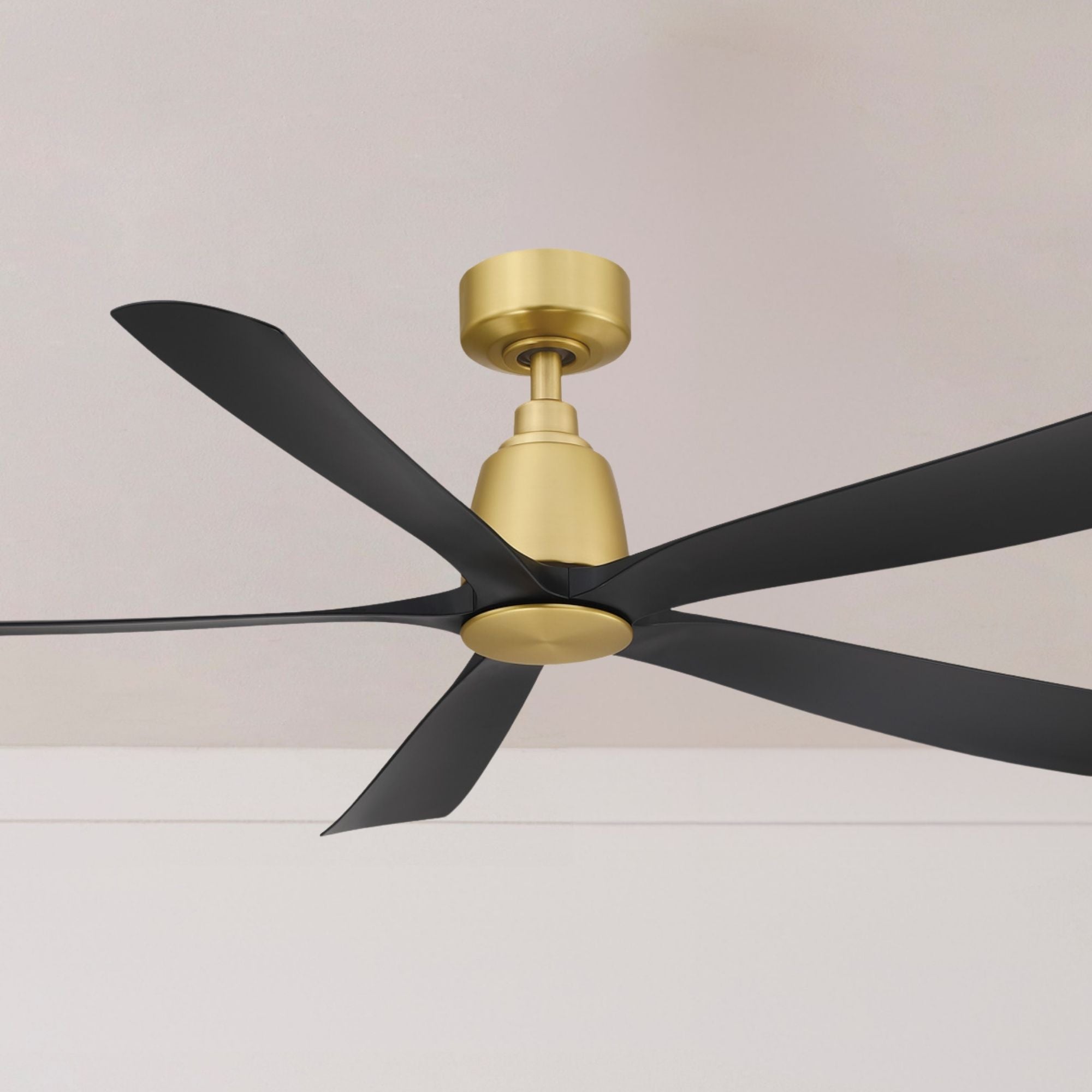 Kute 52" 5 Blades Brushed Satin Brass & Black Modern Ceiling Fan with Remote