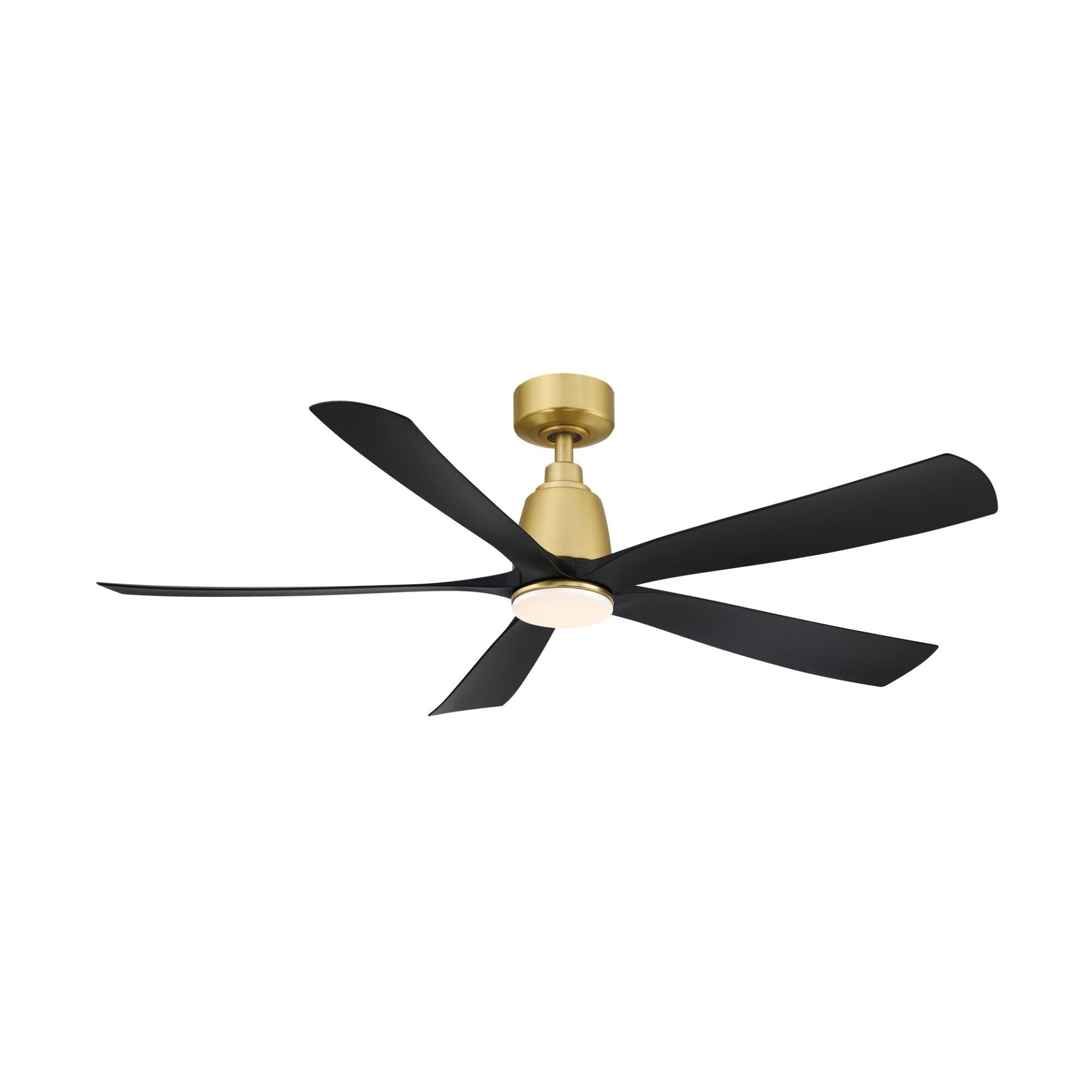 Kute 52" 5 Blades Brushed Satin Brass & Black Modern Ceiling Fan with Remote