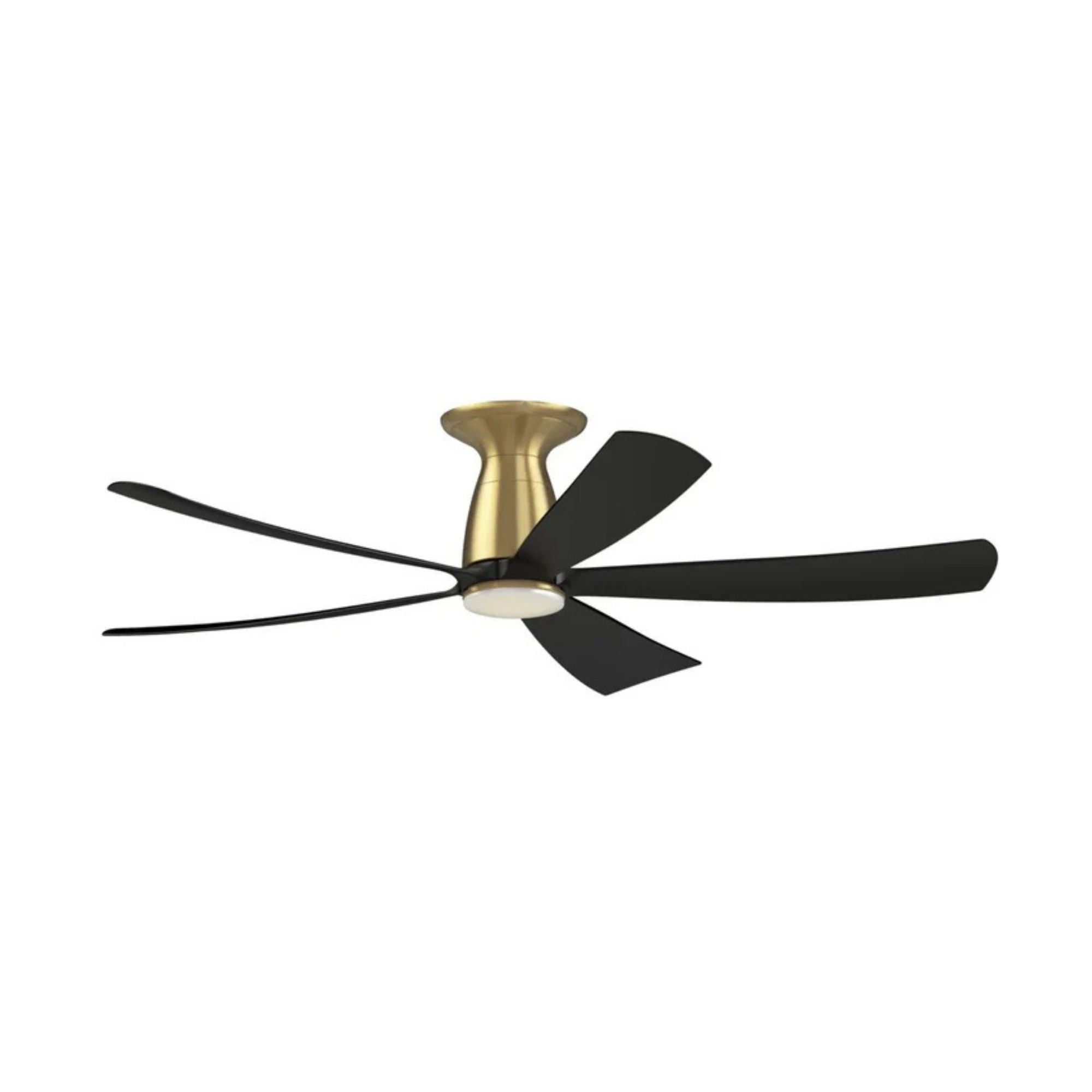 Kute 52" 5 Blades Brushed Satin Brass & Black Modern Ceiling Fan with Remote
