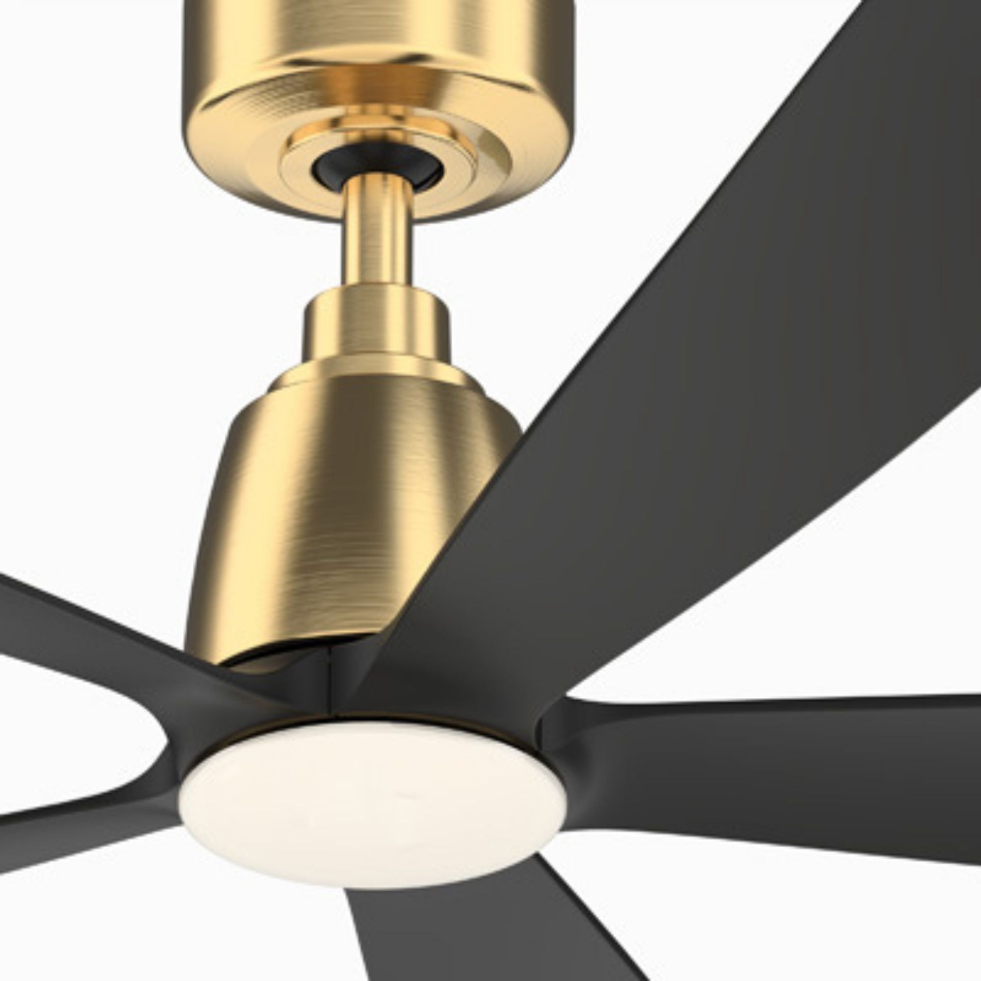 Kute 52" 5 Blades Brushed Satin Brass & Black Modern Ceiling Fan with Remote