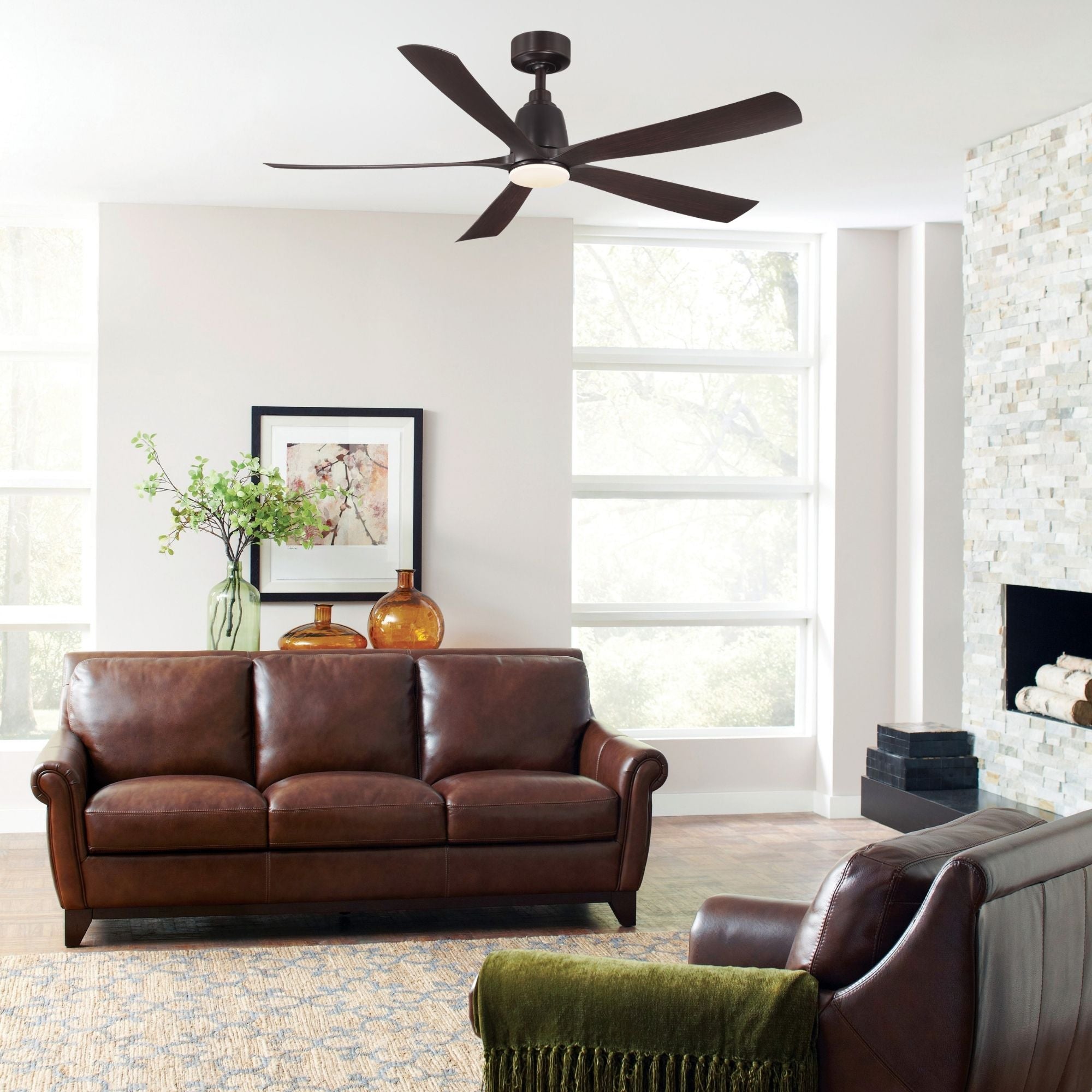 Kute 52" 5 Blades Dark Bronze Modern Ceiling Fan with Remote