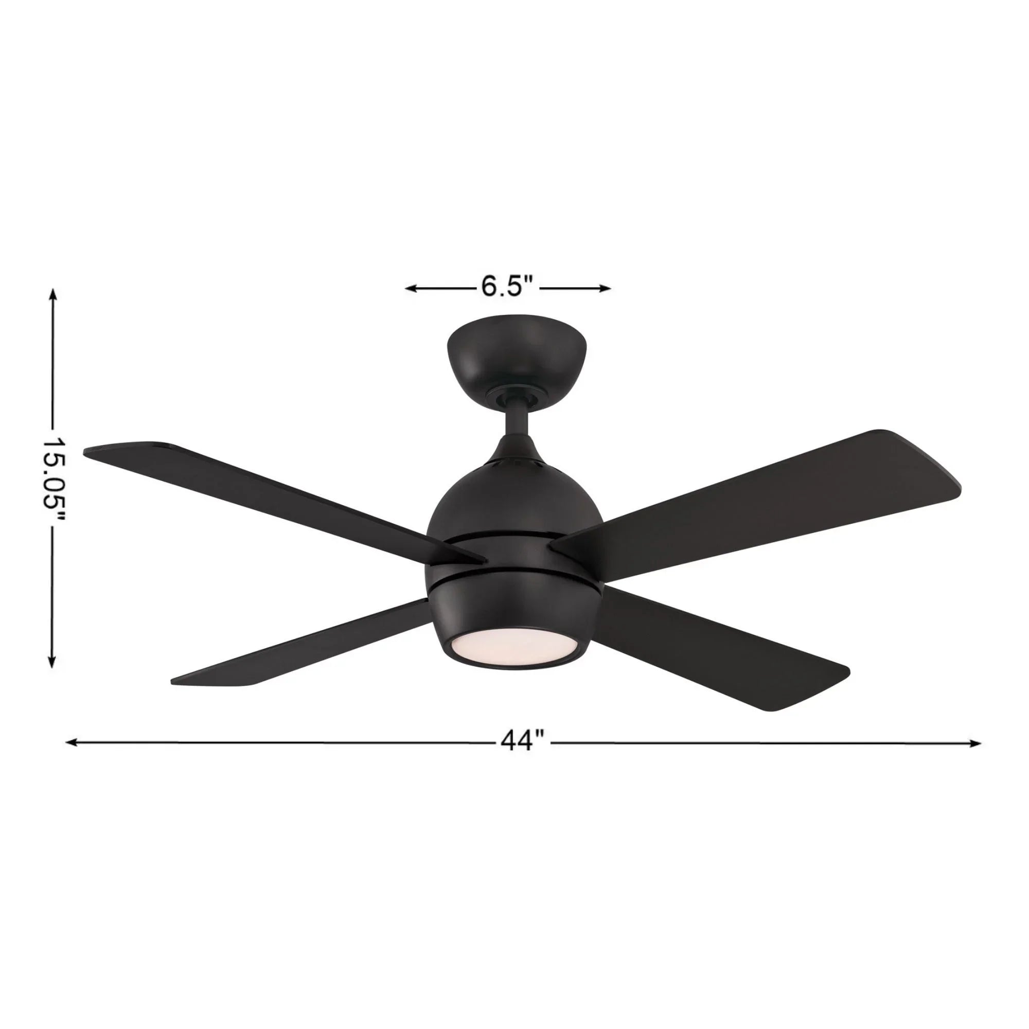Kwad 44" Black Modern LED Ceiling Fan with Remote
