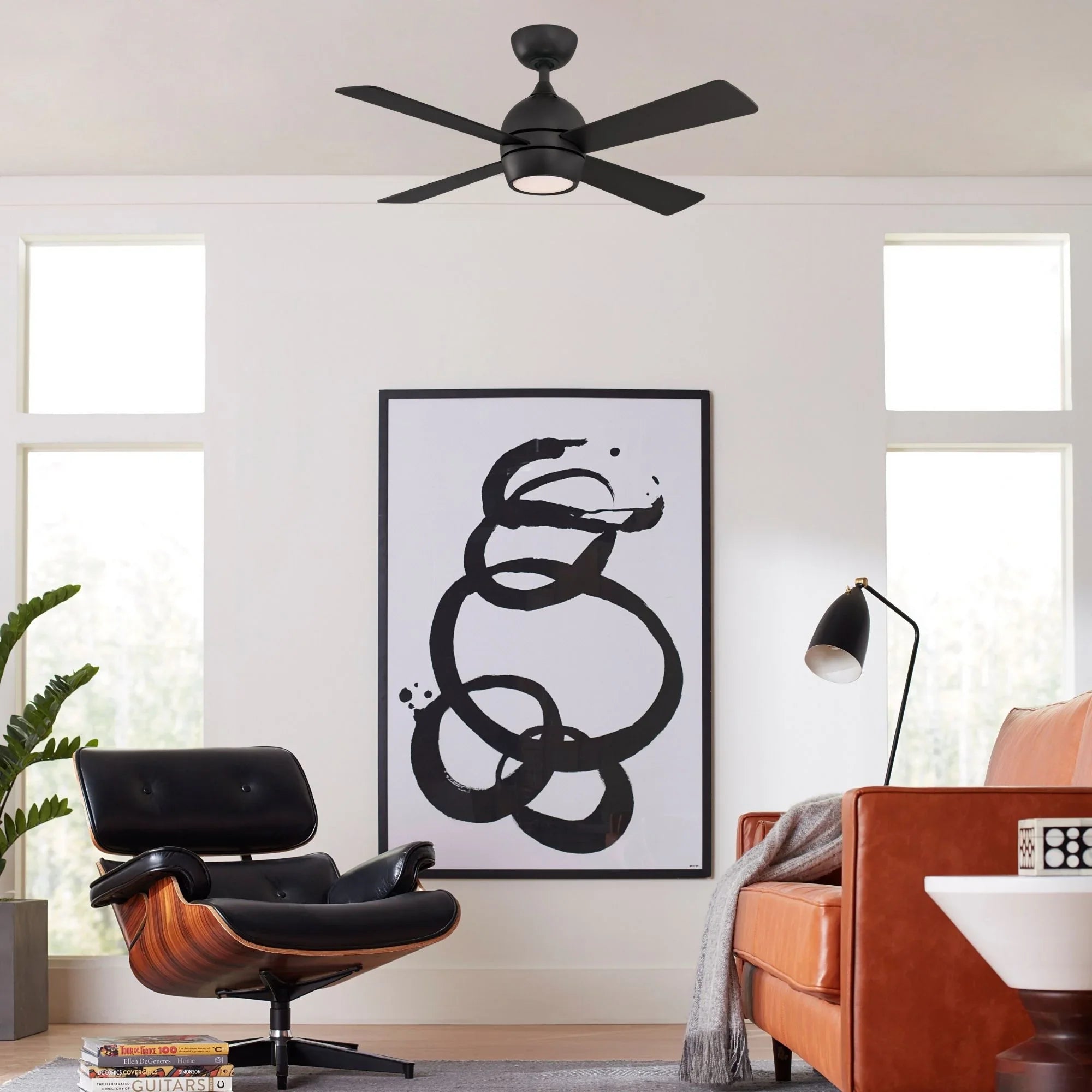 Kwad 44" Black Modern LED Ceiling Fan with Remote