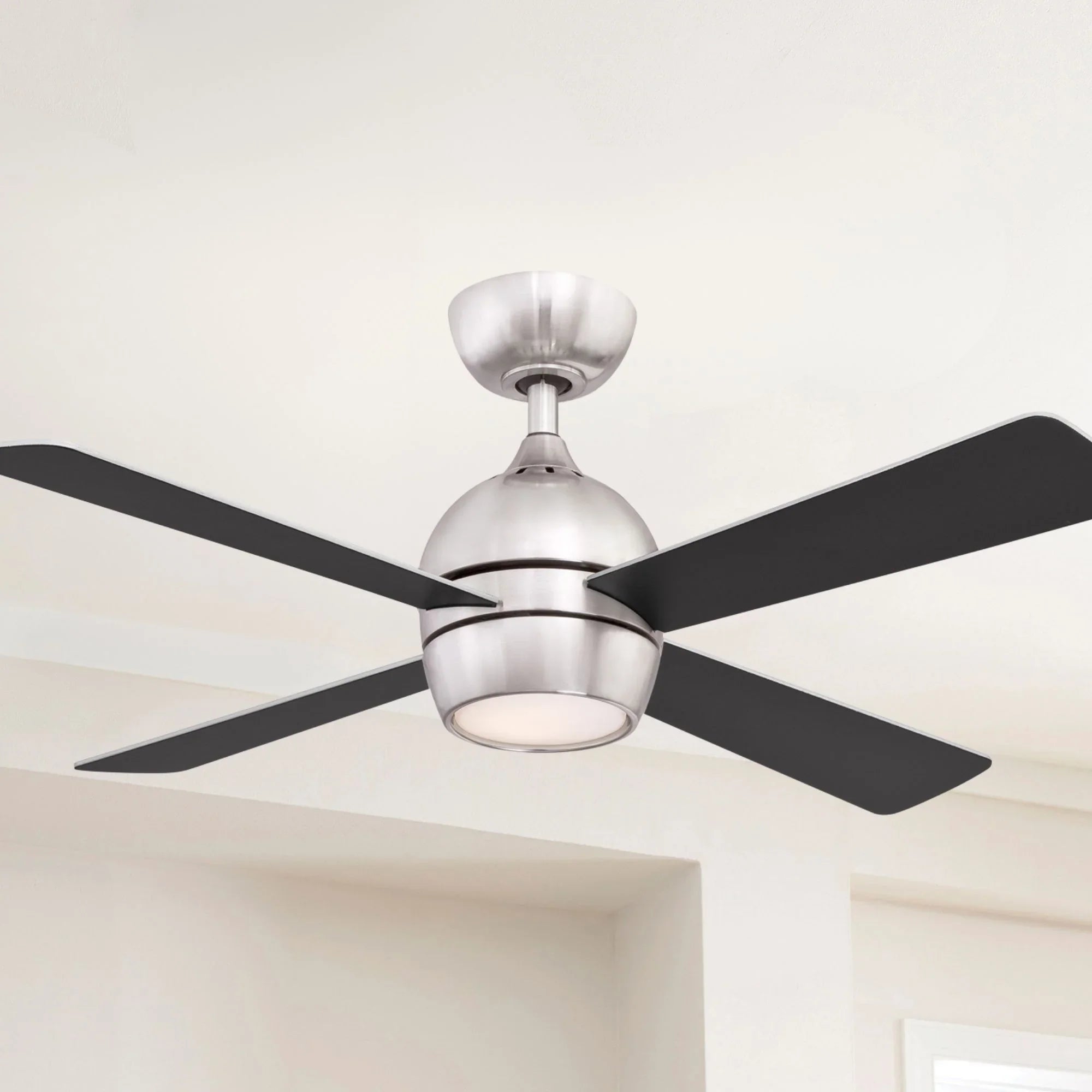 Kwad 44" Brushed Nickel Modern LED Ceiling Fan with Remote