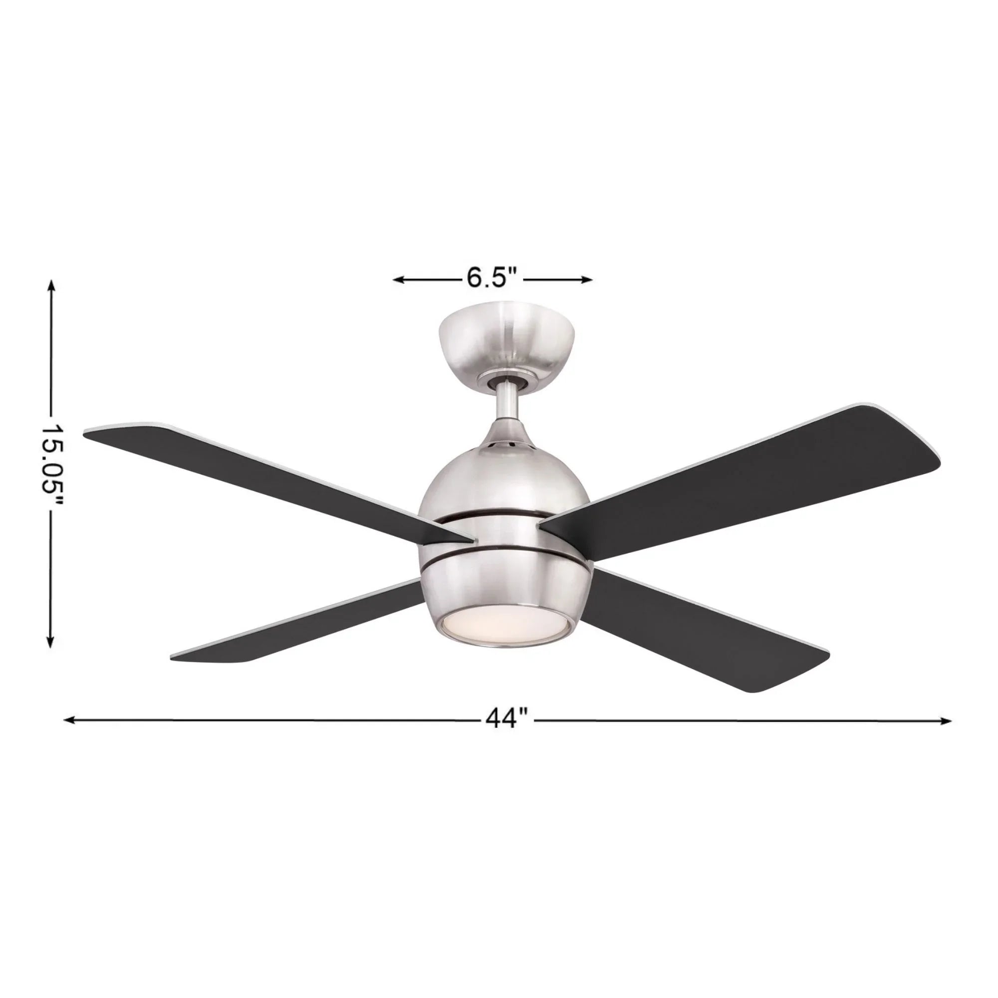 Kwad 44" Brushed Nickel Modern LED Ceiling Fan with Remote