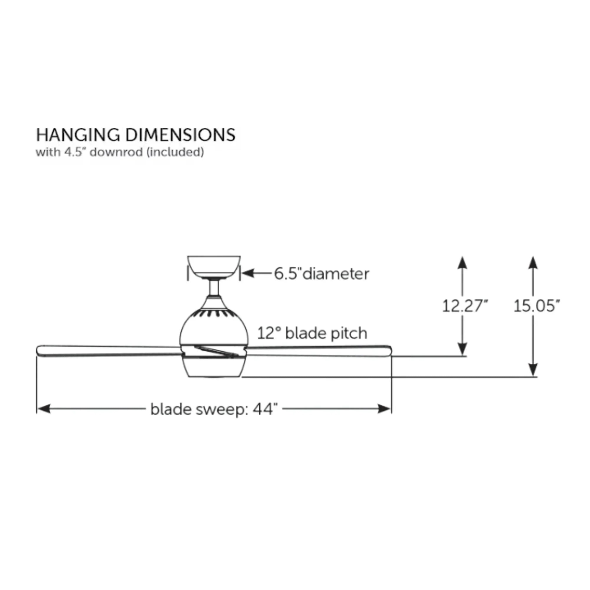 Kwad 44" Brushed Nickel Modern LED Ceiling Fan with Remote
