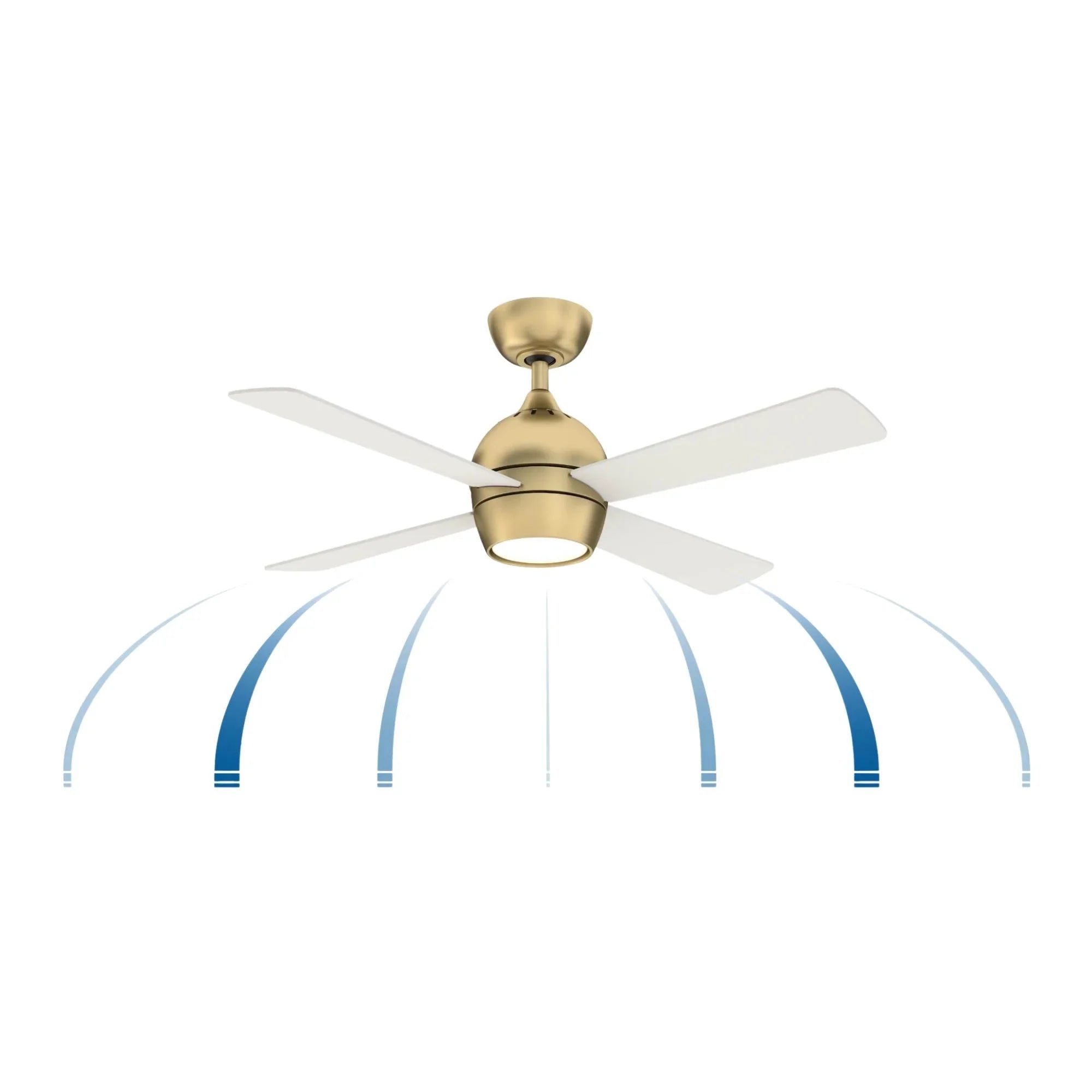 Kwad 44" Brushed Satin Brass Modern LED Ceiling Fan with Remote