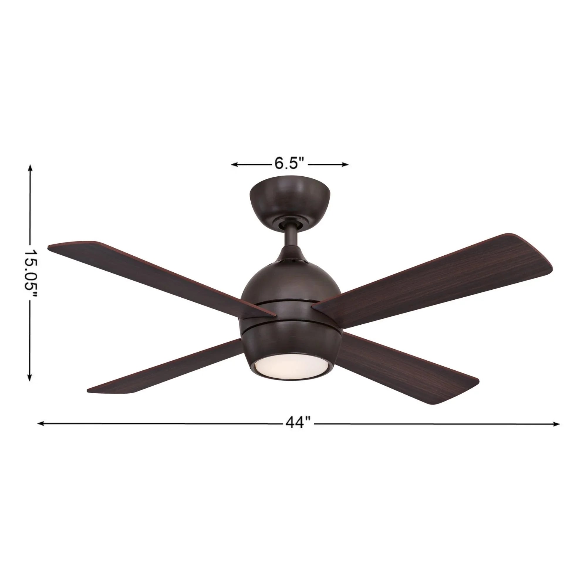 Kwad 44" Dark Bronze Modern LED Ceiling Fan with Remote