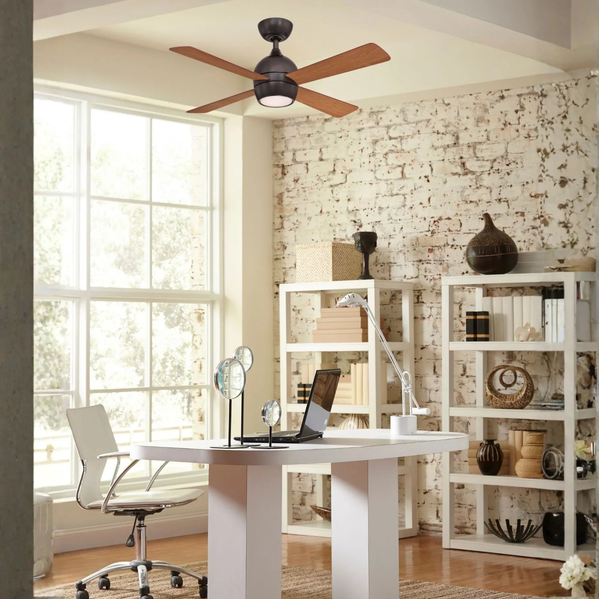 Kwad 44" Dark Bronze Modern LED Ceiling Fan with Remote