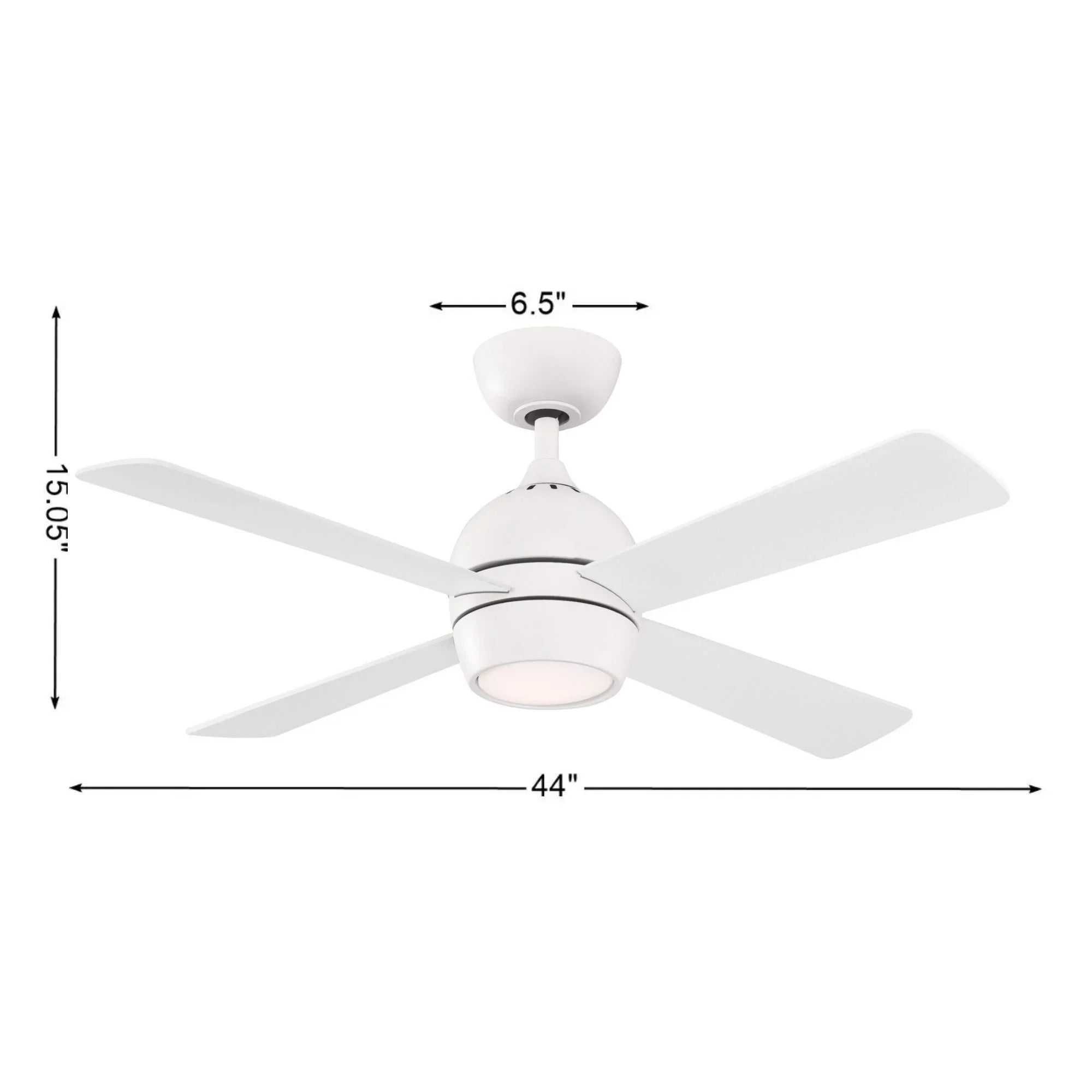 Kwad 44" Matte White Modern LED Ceiling Fan with Remote