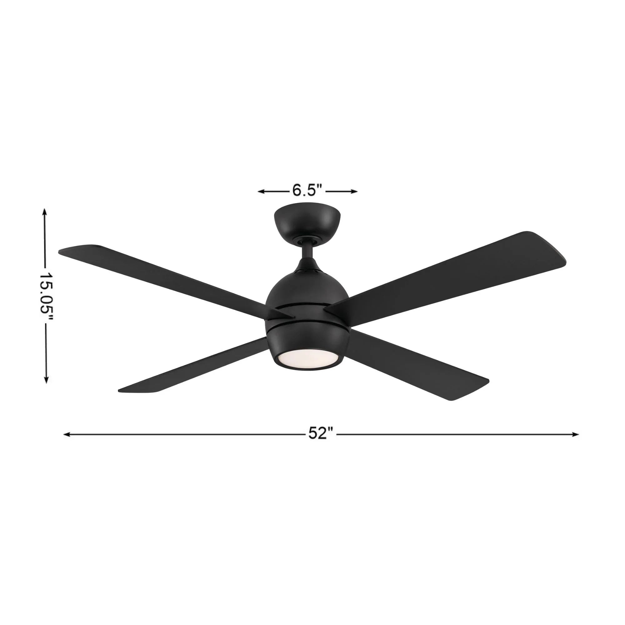 Kwad 52" Black Modern LED Ceiling Fan with Remote