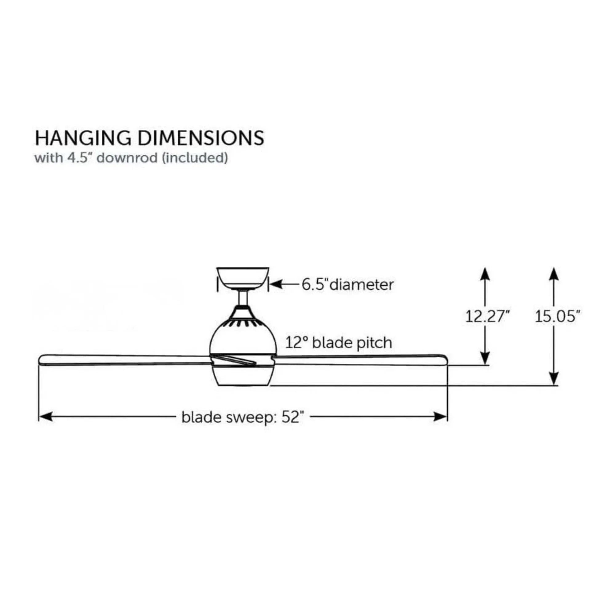 Kwad 52" Black Modern LED Ceiling Fan with Remote