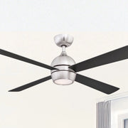Kwad 52" Brushed Nickel Modern LED Ceiling Fan with Remote