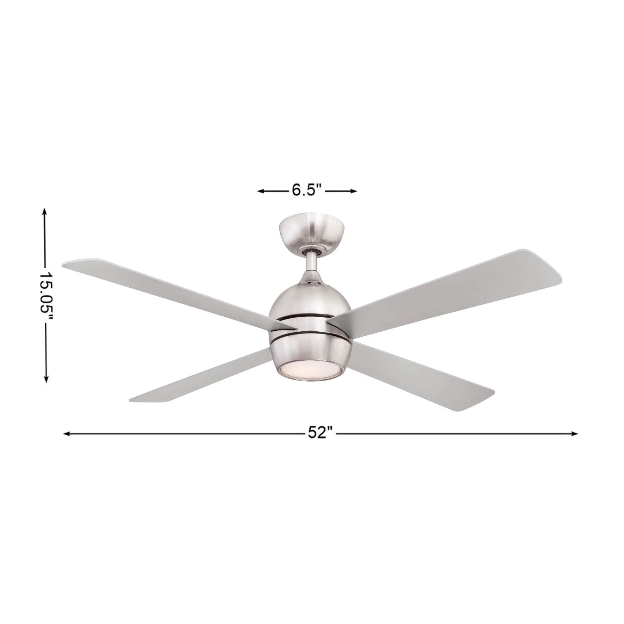 Kwad 52" Brushed Nickel Modern LED Ceiling Fan with Remote