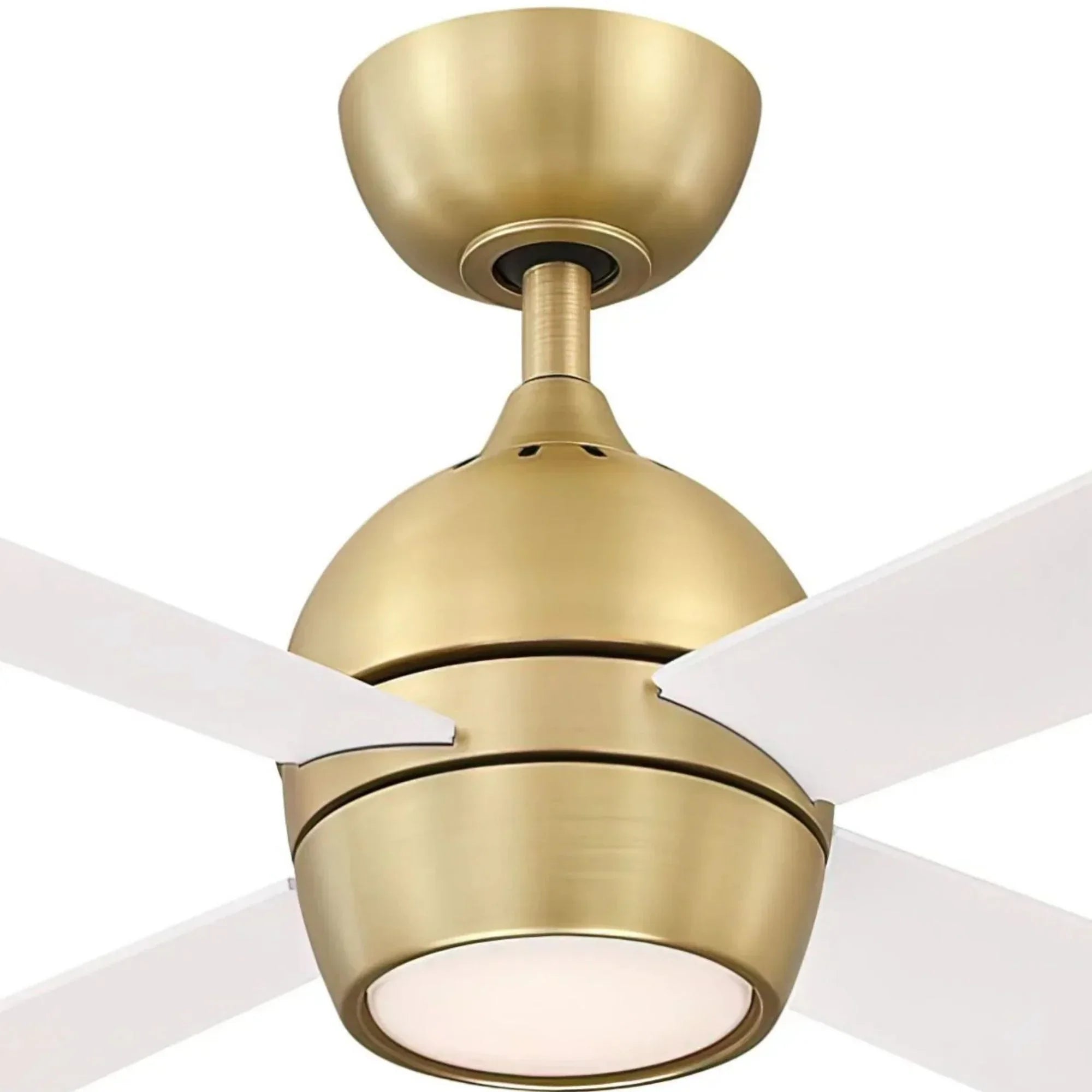 Kwad 52" Brushed Satin Brass Modern LED Ceiling Fan with Remote
