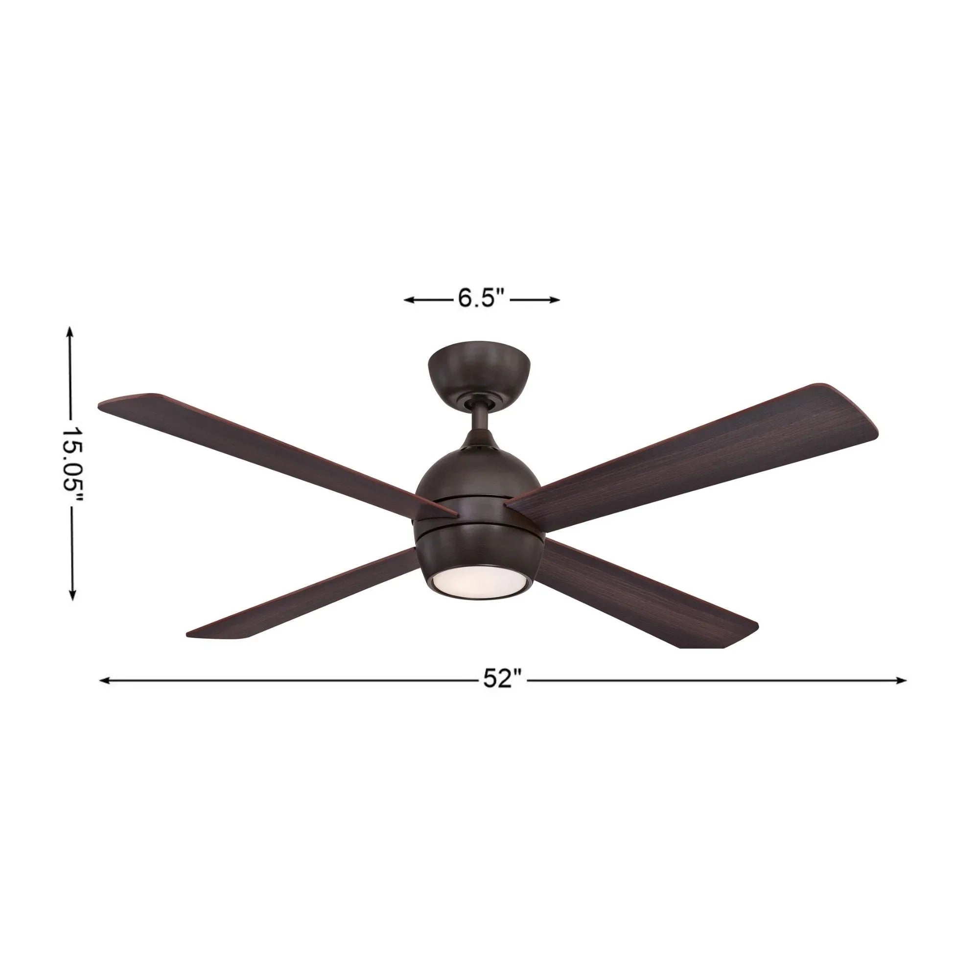 Kwad 52" Dark Bronze Modern LED Ceiling Fan with Remote