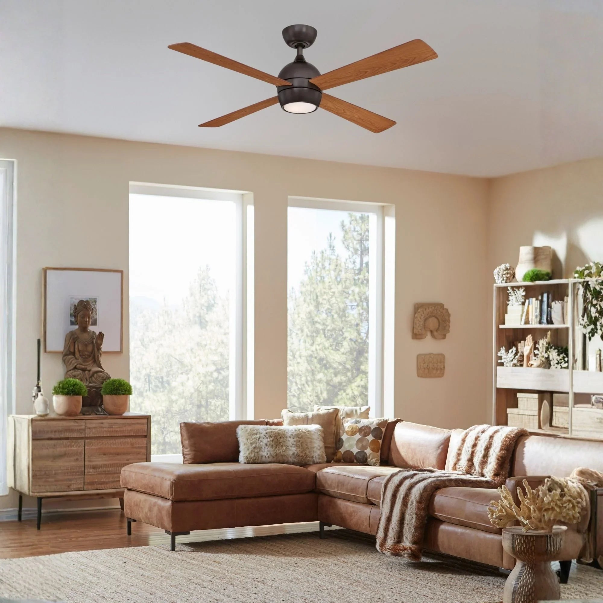 Kwad 52" Dark Bronze Modern LED Ceiling Fan with Remote