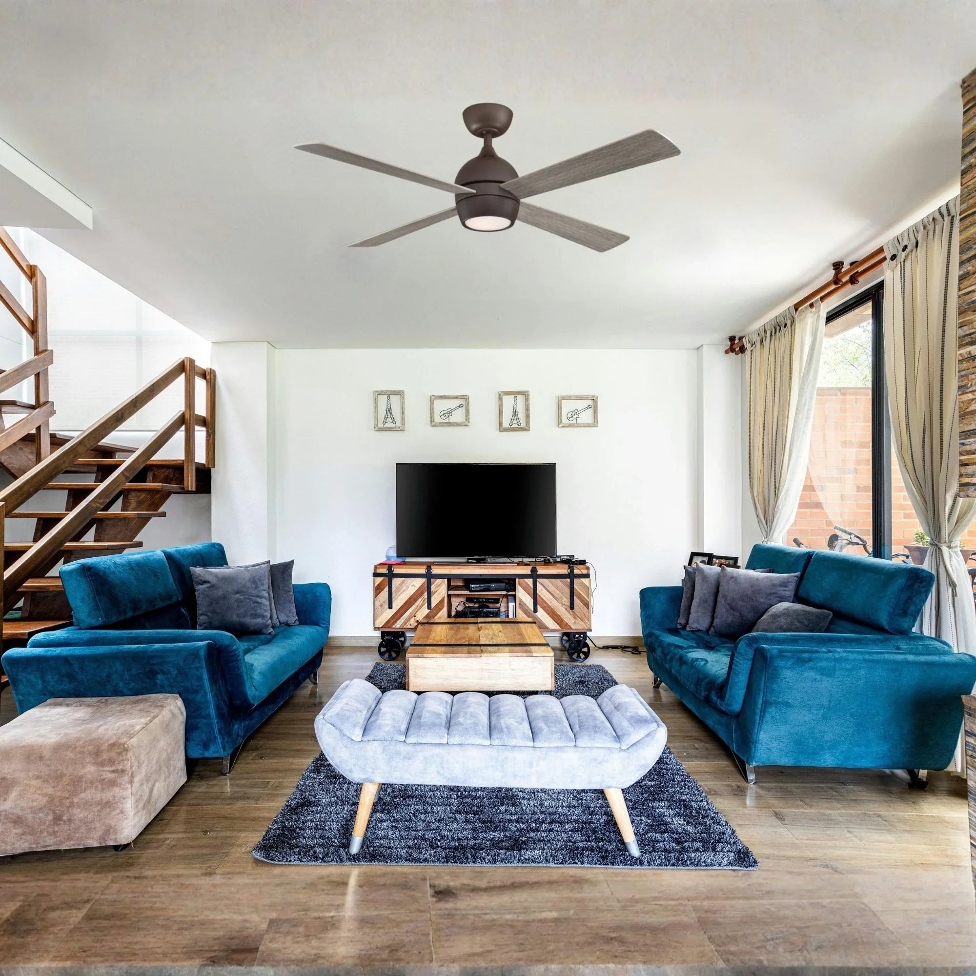 Kwad 52" Matte Greige Modern LED Ceiling Fan with Remote