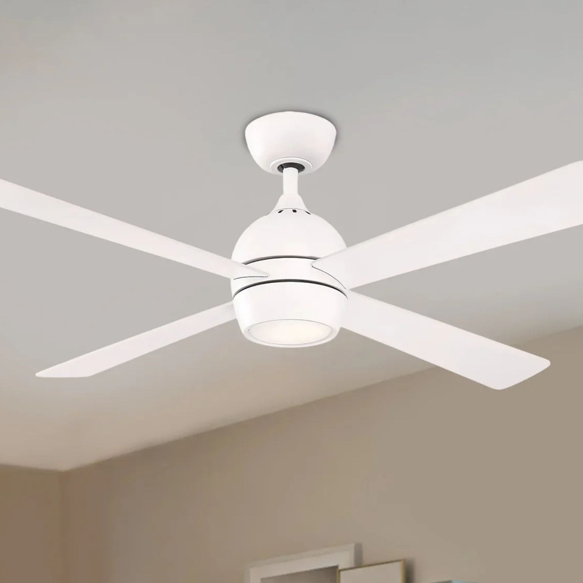 Kwad 52" Matte White Modern LED Ceiling Fan with Remote