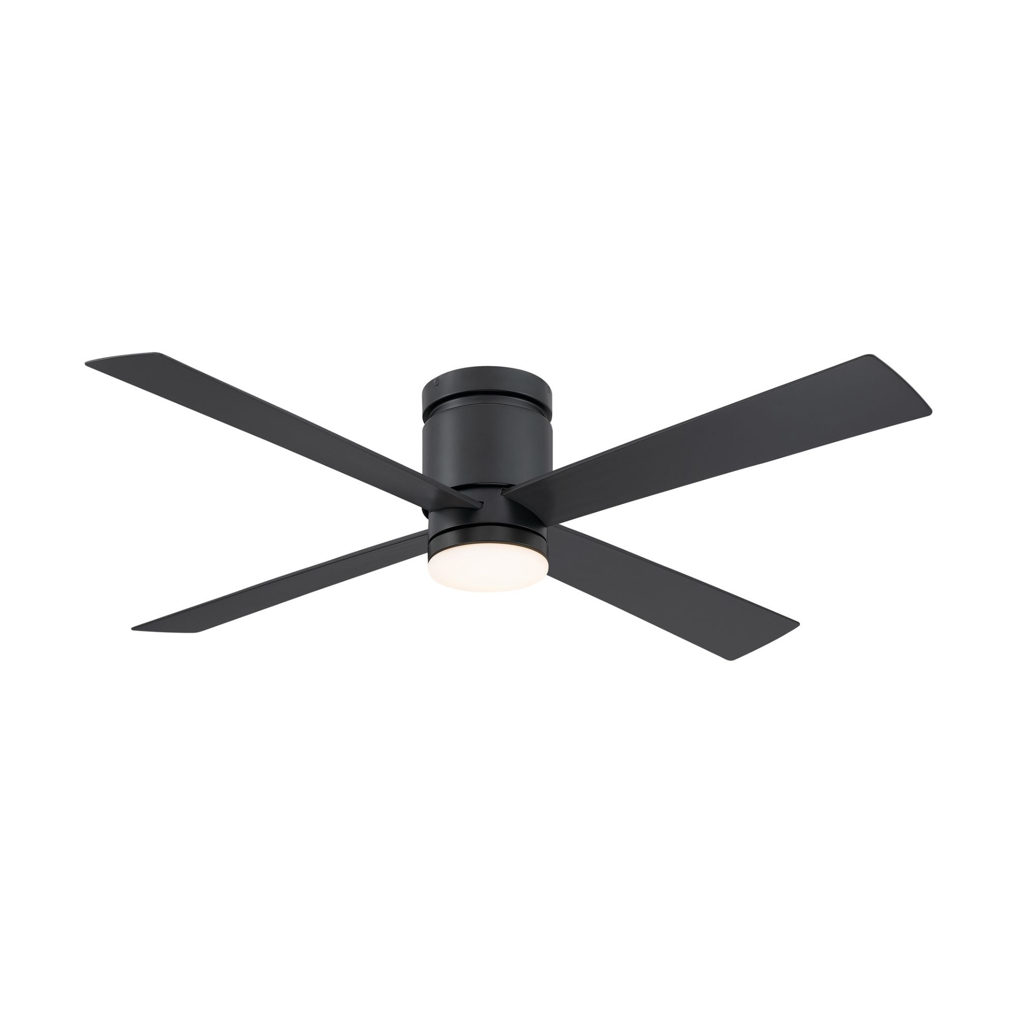 Kwartet 52" Black Damp Rated Hugger Ceiling Fan with CCT Light Kit and Remote