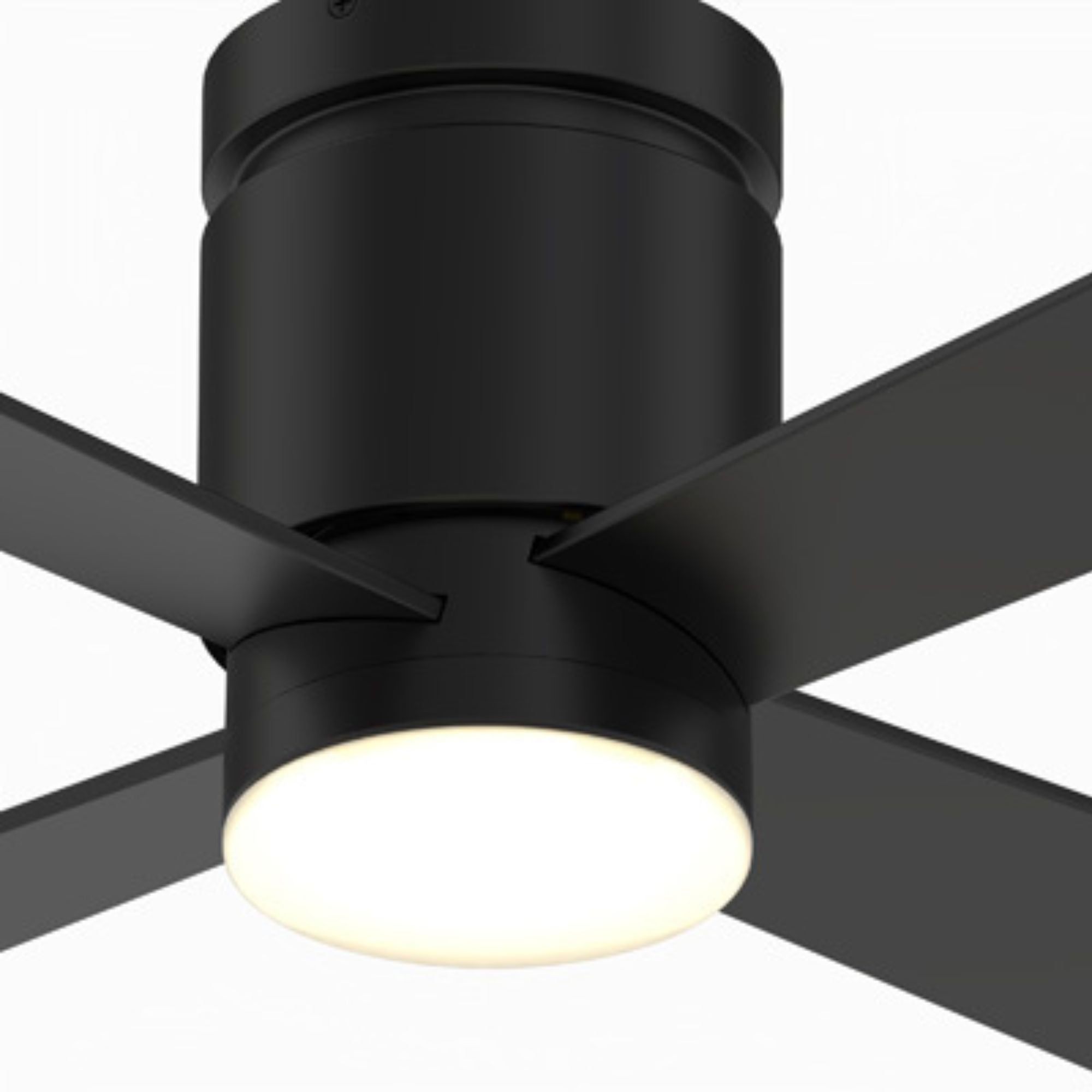 Kwartet 52" Black Damp Rated Hugger Ceiling Fan with CCT Light Kit and Remote