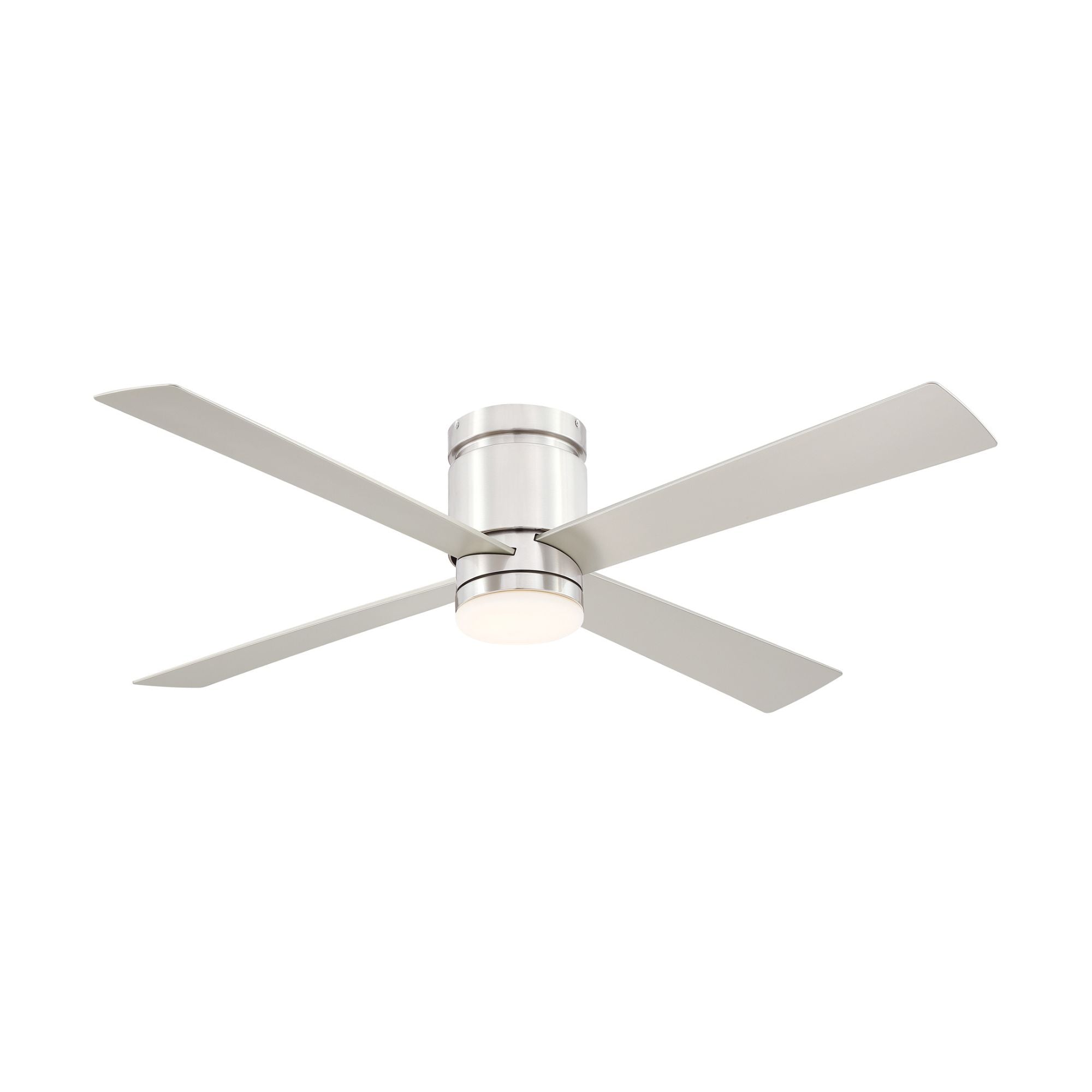 Kwartet 52" Brushed Nickel Damp Rated Hugger Ceiling Fan with CCT Light Kit and Remote