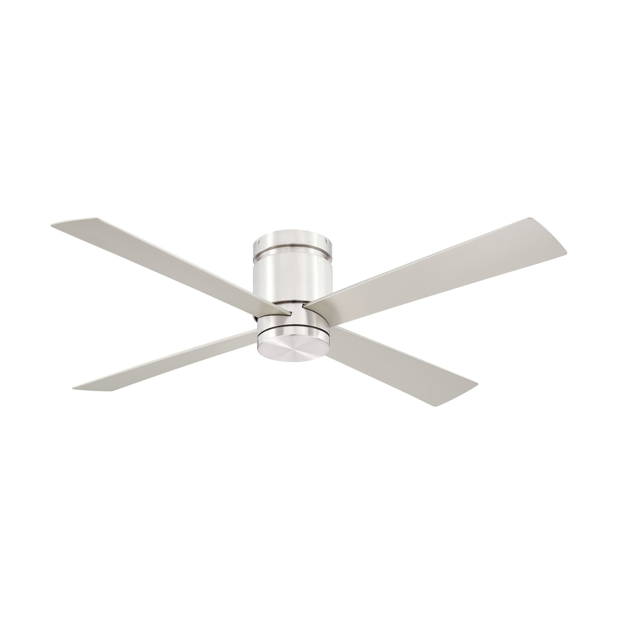 Kwartet 52" Brushed Nickel Damp Rated Hugger Ceiling Fan with CCT Light Kit and Remote