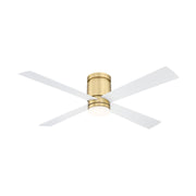 Kwartet 52" Brushed Brass Damp Rated Hugger Ceiling Fan with CCT Light Kit and Remote
