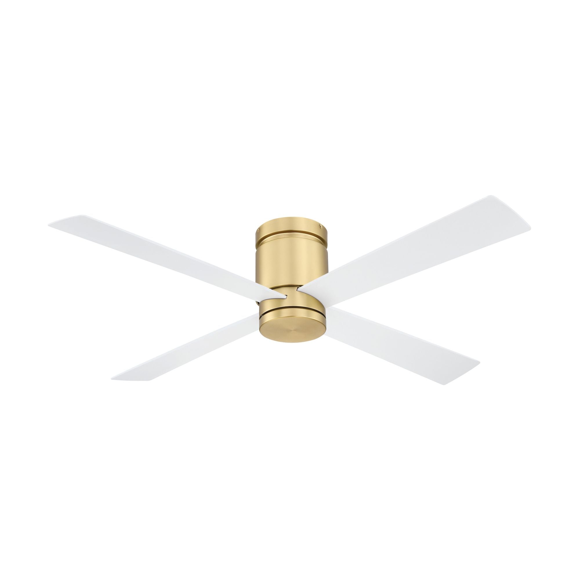 Kwartet 52" Brushed Brass Damp Rated Hugger Ceiling Fan with CCT Light Kit and Remote