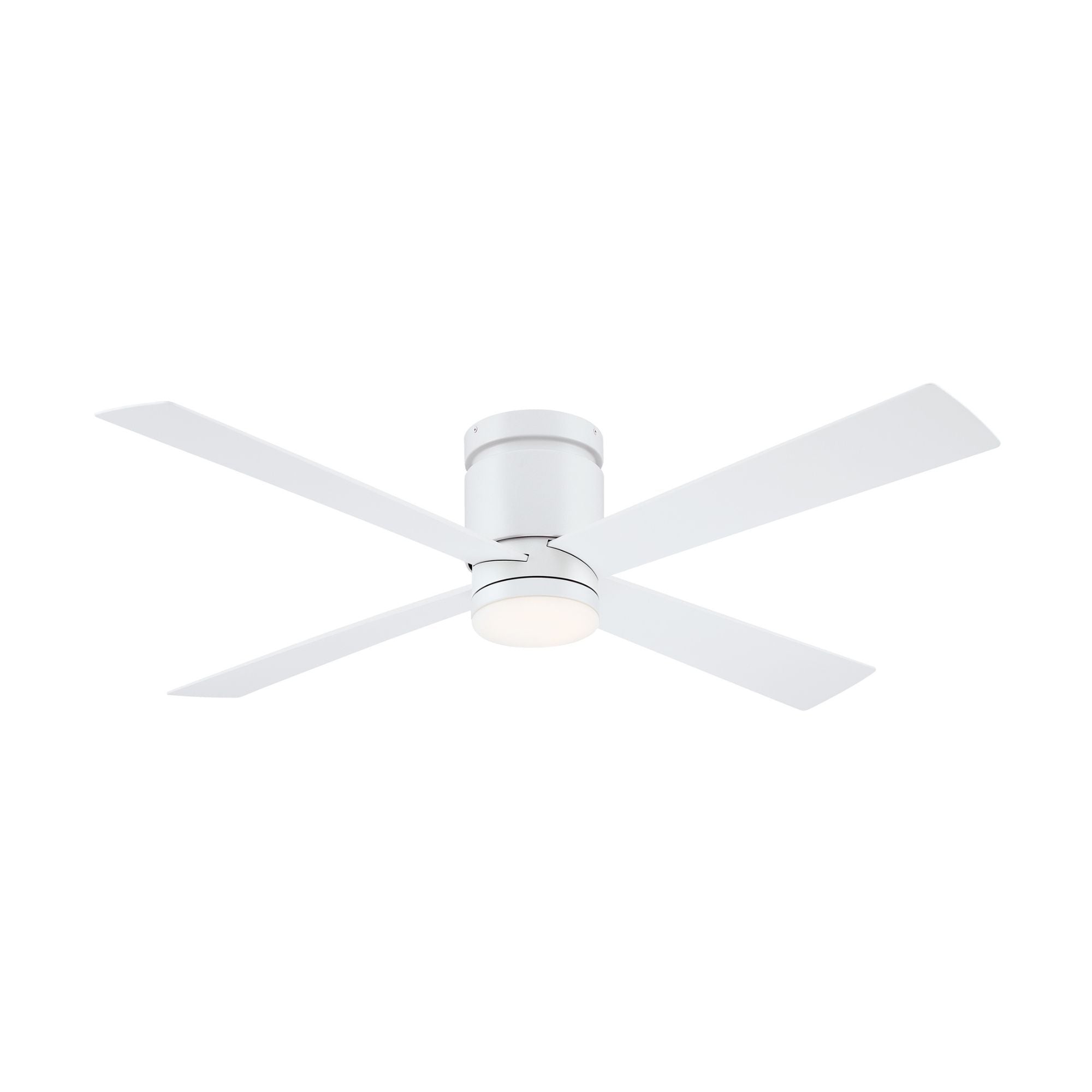 Kwartet 52" Matte White Damp Rated Hugger Ceiling Fan with CCT Light Kit and Remote