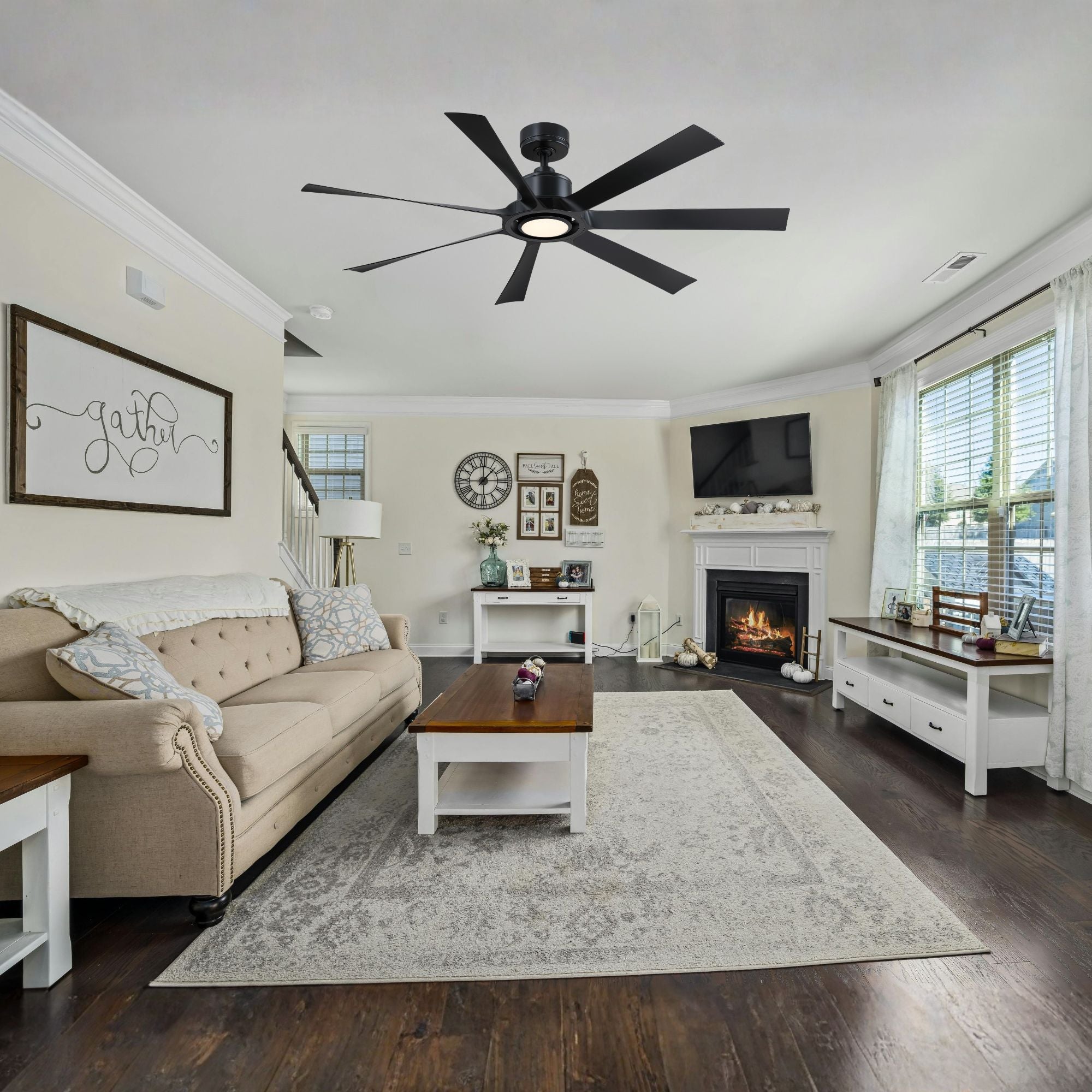 Lenzi 60" Black LED Windmill Ceiling Fan