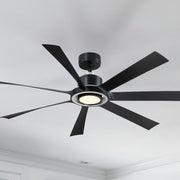 Lenzi 60" Black and Nickel LED Windmill Ceiling Fan