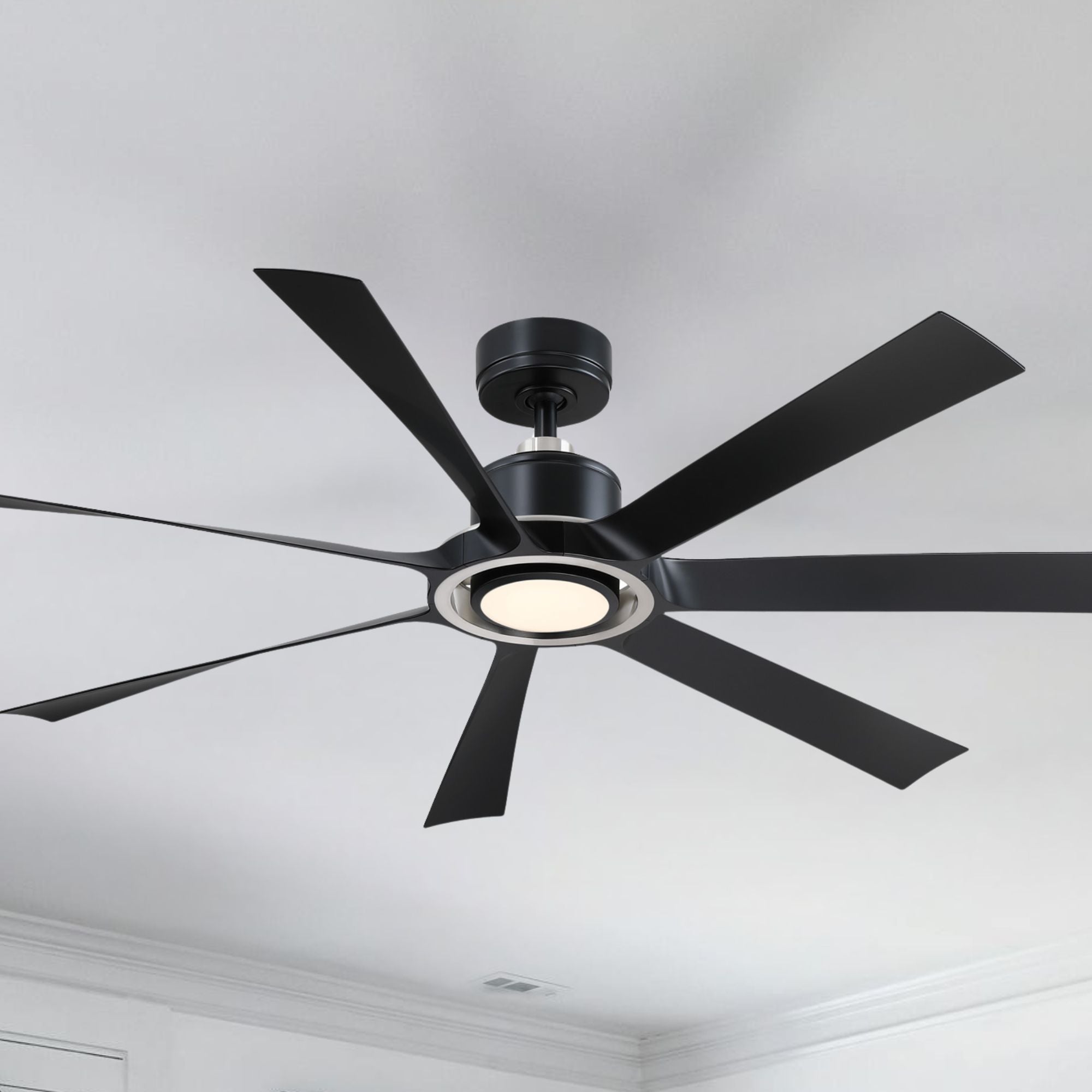 Lenzi 60" Black and Nickel LED Windmill Ceiling Fan