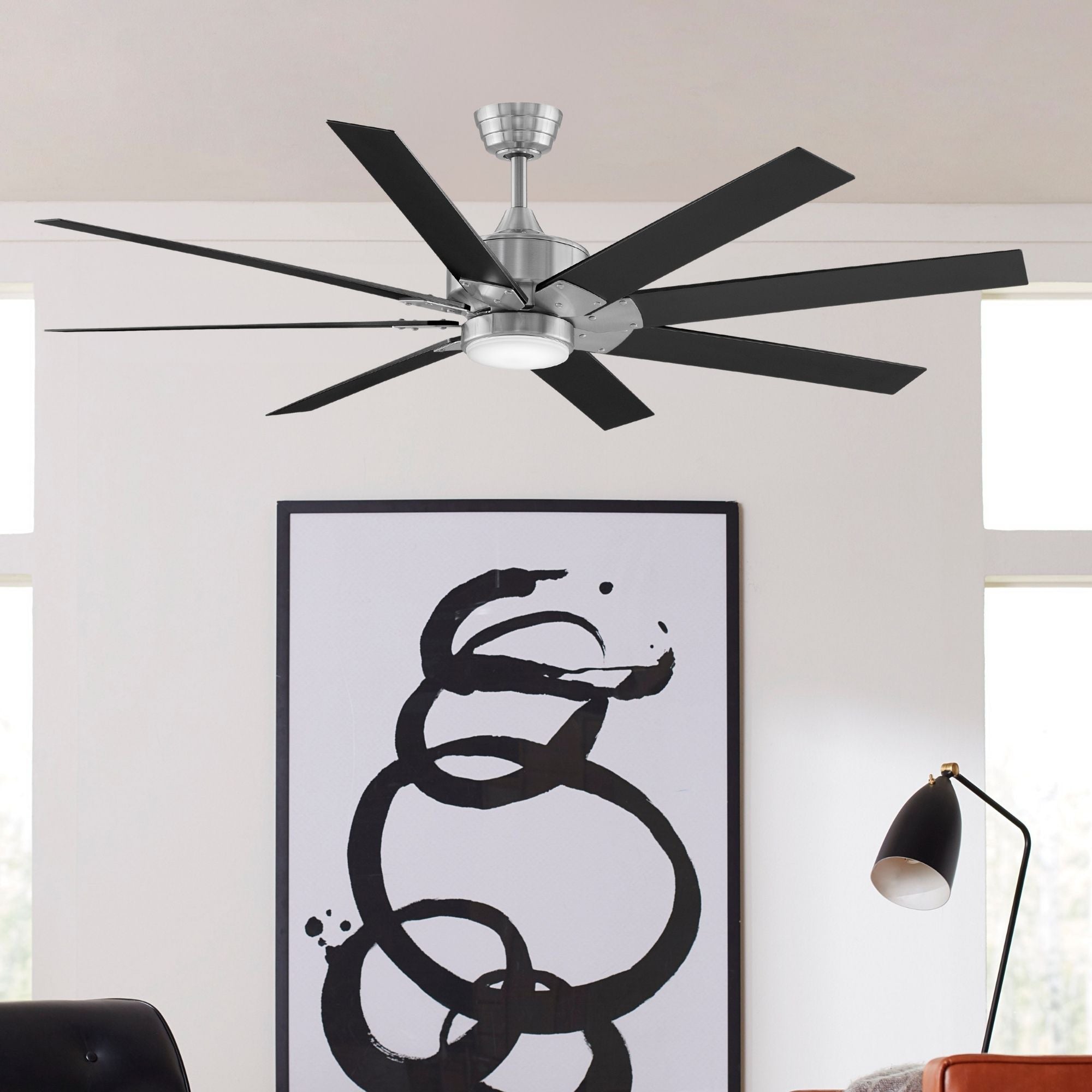 Levon Custom Brushed Nickel Ceiling Fan Motor, Blades Sold Separately