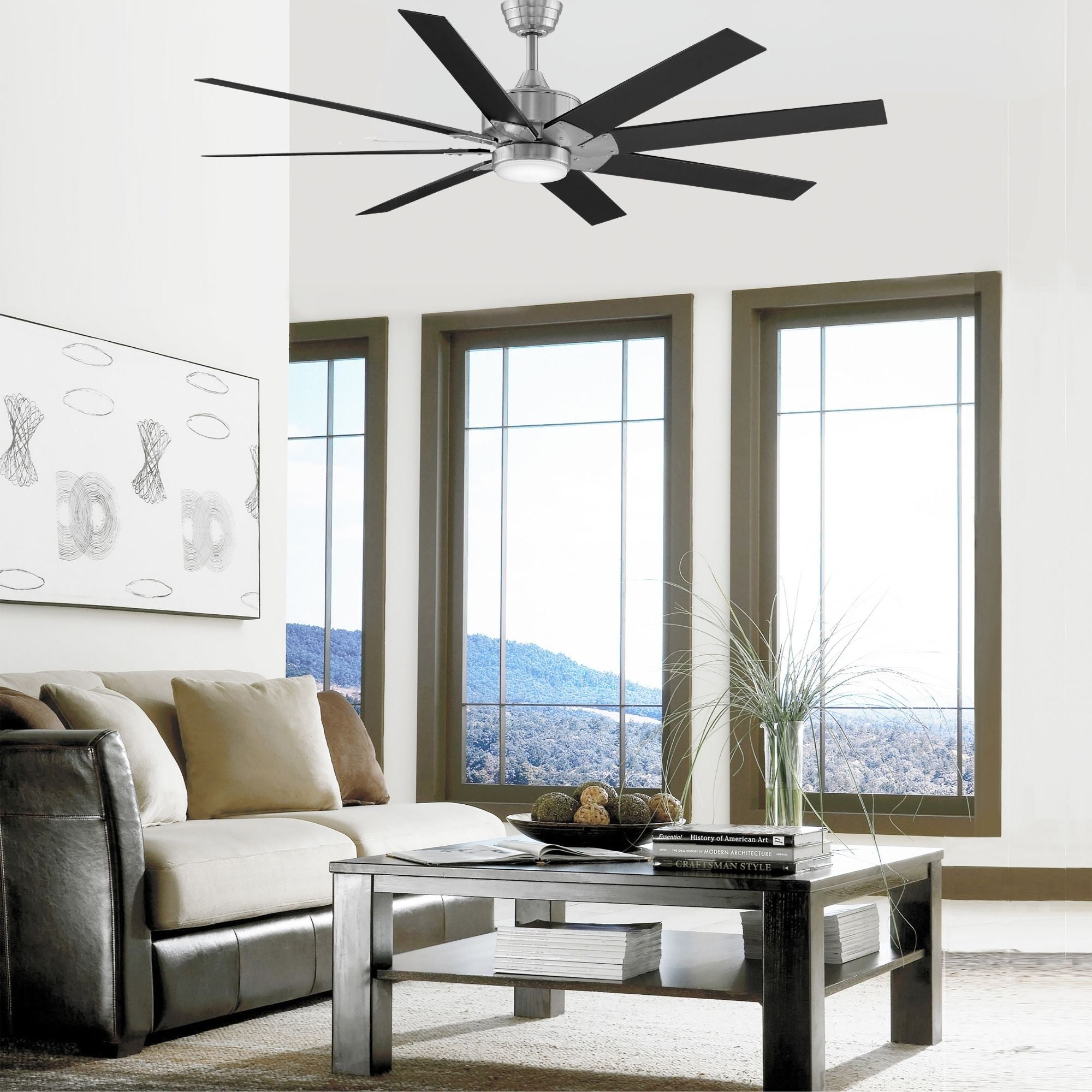 Levon Custom Brushed Nickel Ceiling Fan Motor, Blades Sold Separately