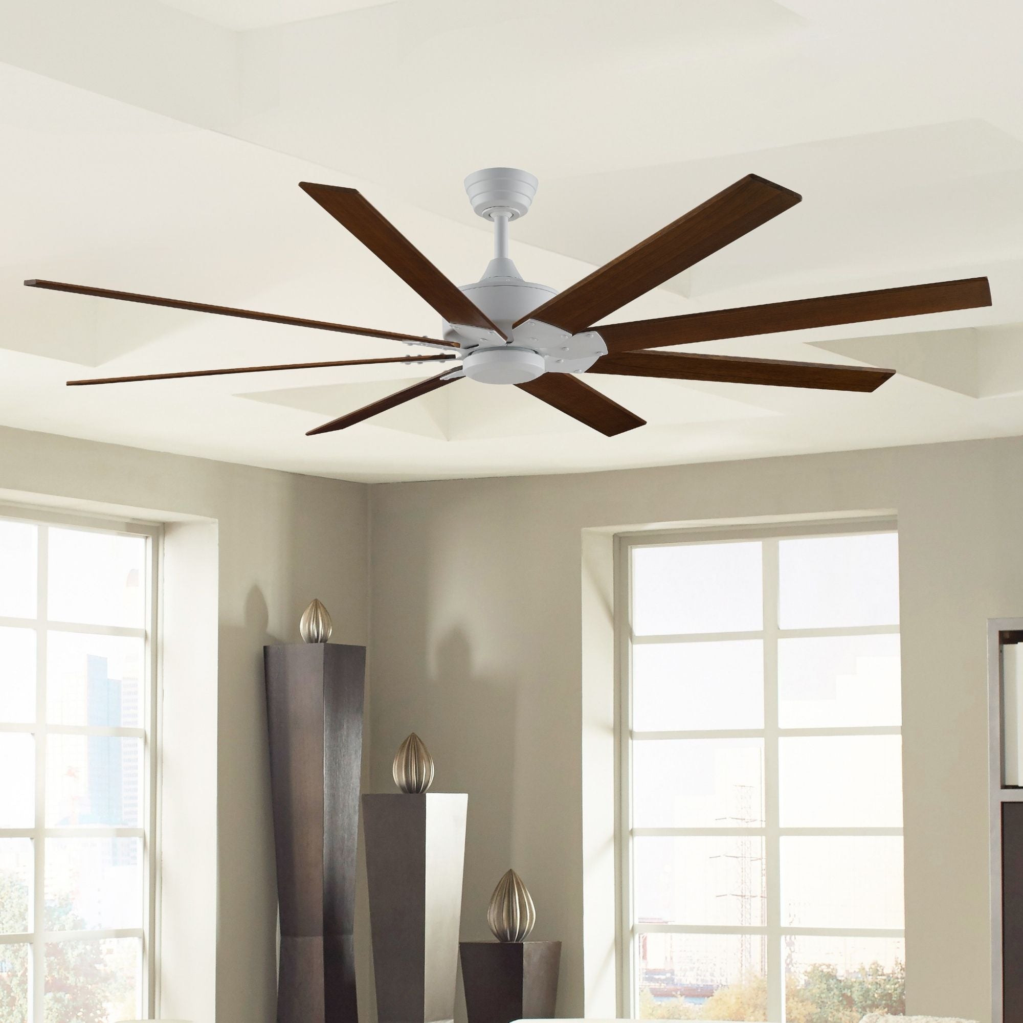 Levon Custom Matte White Ceiling Fan Motor, Blades Sold Separately