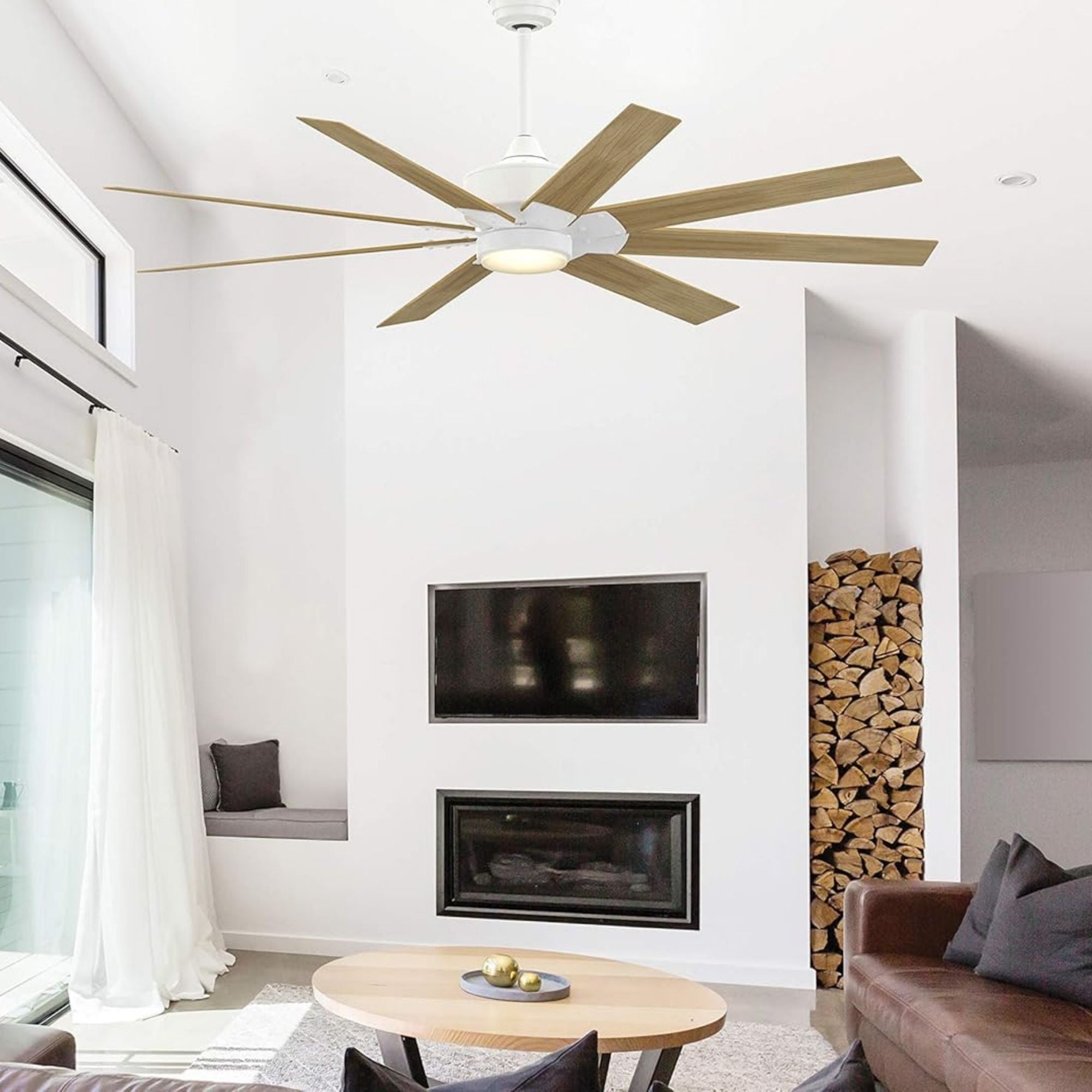 Levon Custom Matte White Ceiling Fan Motor, Blades Sold Separately