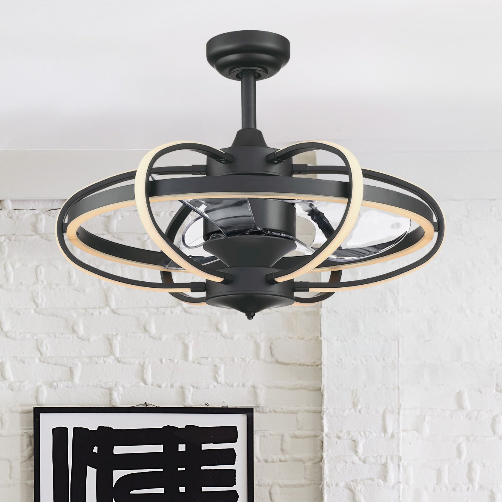 Fanimation - Obvi 26" Black LED Fandelier Ceiling Fan with Remote | Bees Lighting