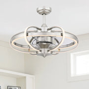 Fanimation - Obvi 26" Brushed Nickel LED Fandelier Ceiling Fan with Remote | Bees Lighting