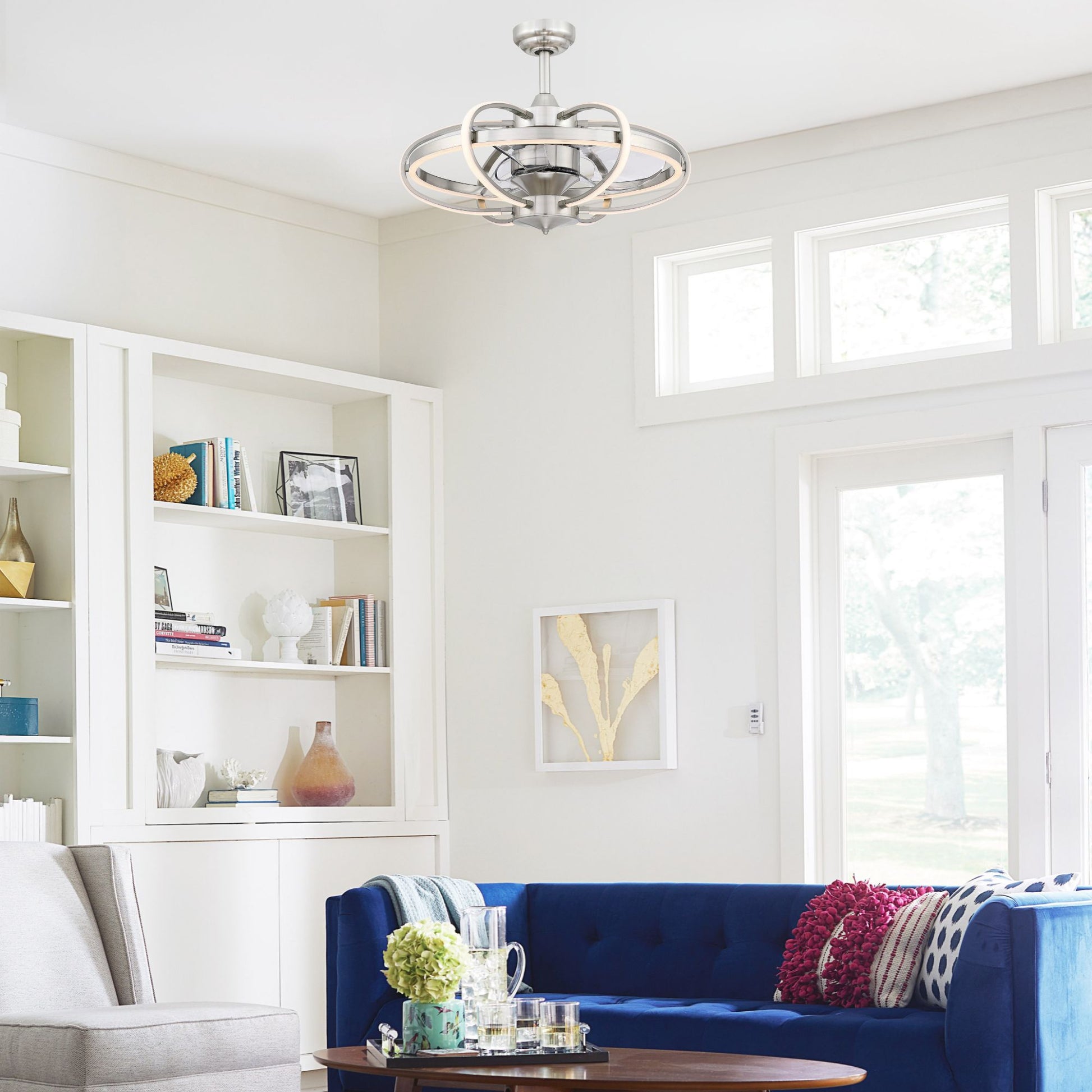 Fanimation - Obvi 26" Brushed Nickel LED Fandelier Ceiling Fan with Remote | Bees Lighting