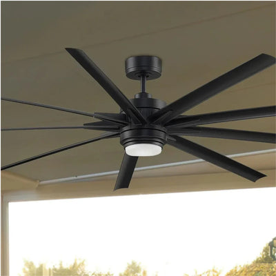 Odyn 84" Black Wet Rated Large LED Ceiling Fan with Remote