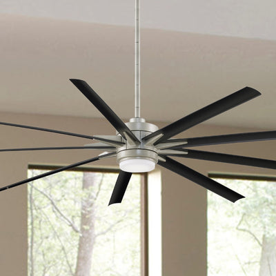 Odyn 84" Brushed Nickel Wet Rated Large LED Ceiling Fan with Remote