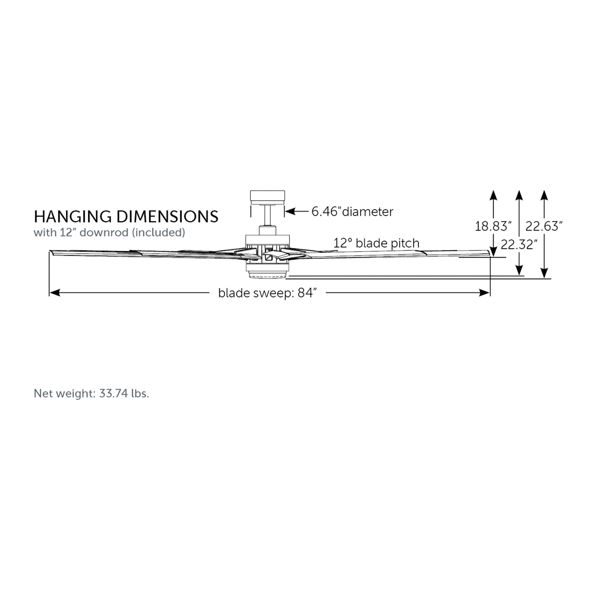 Odyn 84" Brushed Nickel Wet Rated Large LED Ceiling Fan with Remote