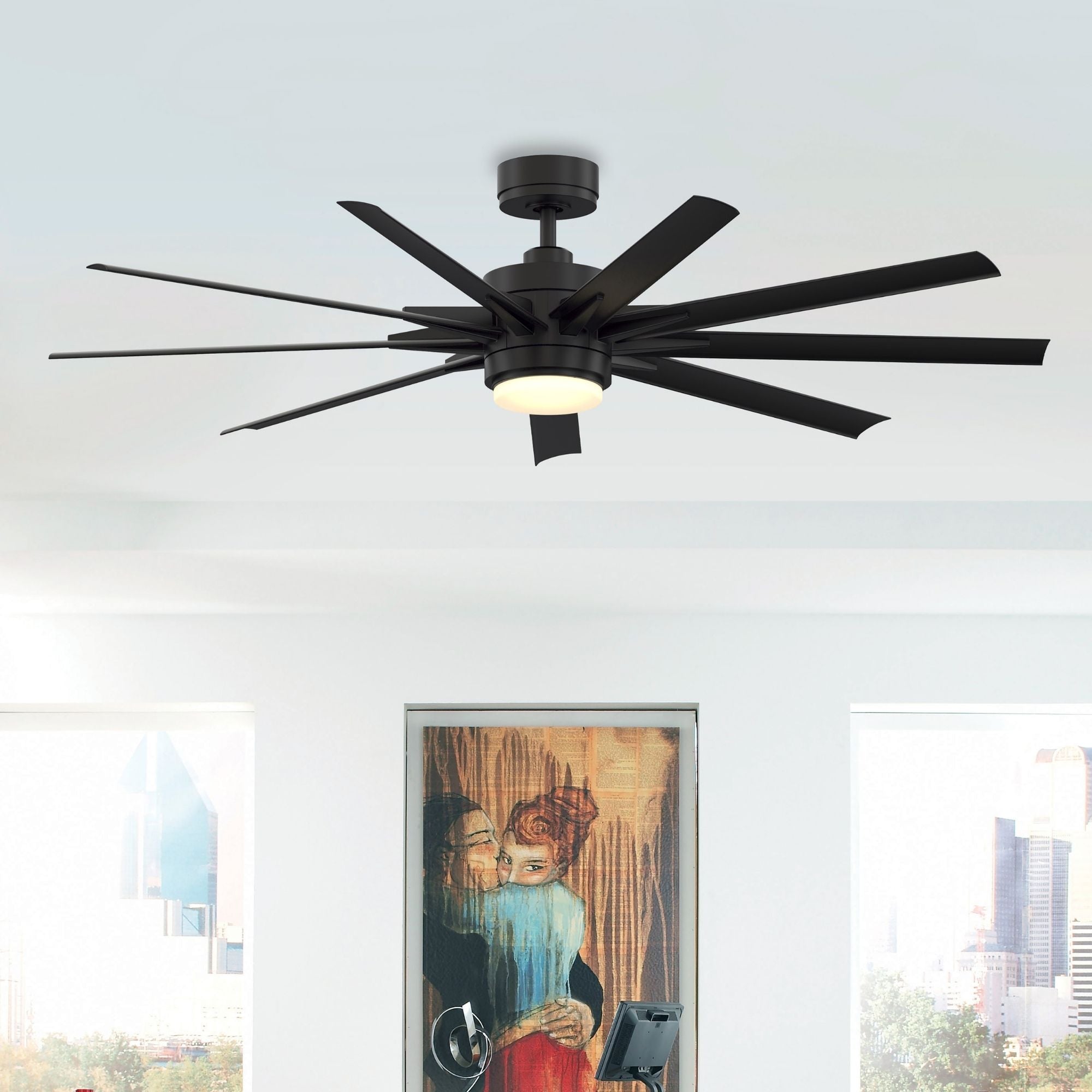 Odyn Custom Black Ceiling Fan Motor & Light, Blades Sold Separately